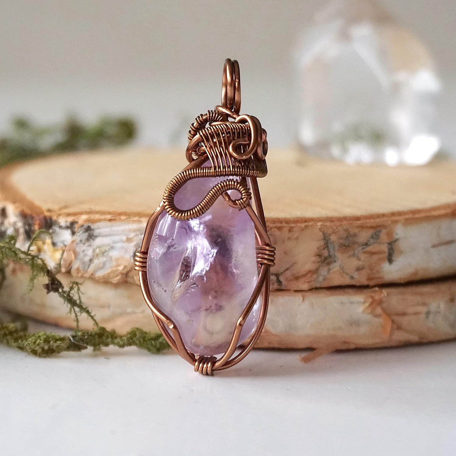 Designs by Nature Gems Handmade Women Necklace Amethyst Necklace 24 Inch Chain Antique Bronze February Birthstone