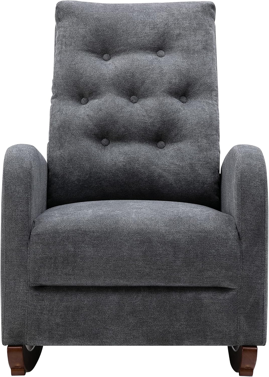Silla mecedora para guardería, asiento tapizado de tela con respaldo alto y reposabrazos, ideal para lactancia, silla cómoda para sala de estar con