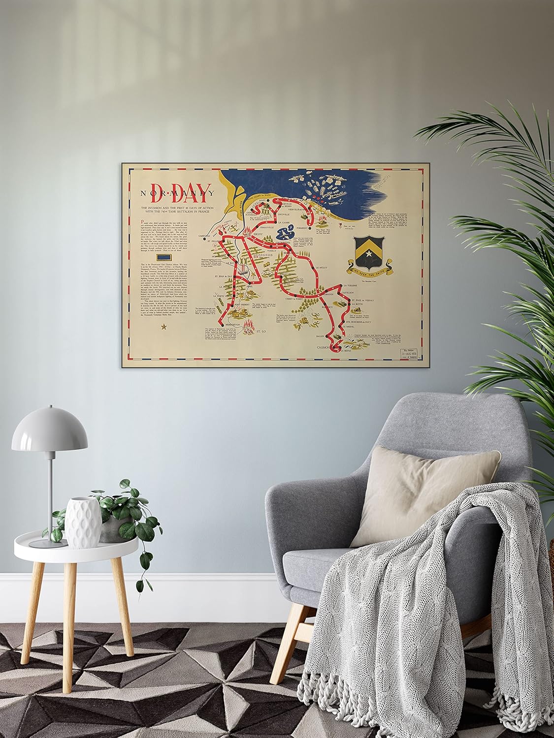 Fotografía vintage de Normandía, impresión de mapas de la Segunda Guerra Mundial de Normandía, 1994 – Arte de pared de la Segunda Guerra Mundial,