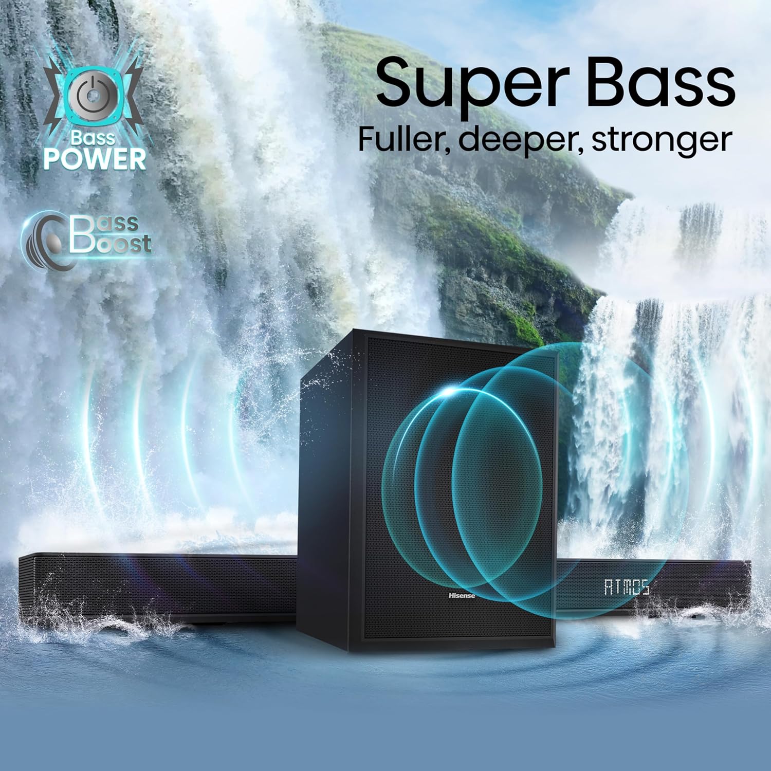 Hisense AX3125H Barra de sonido 3.1.2Ch con subwoofer inalámbrico, 440W, Dolby Atmos, Bluetooth 5.3, EzPlay, paso HDMI 4K a través de, listo para TV