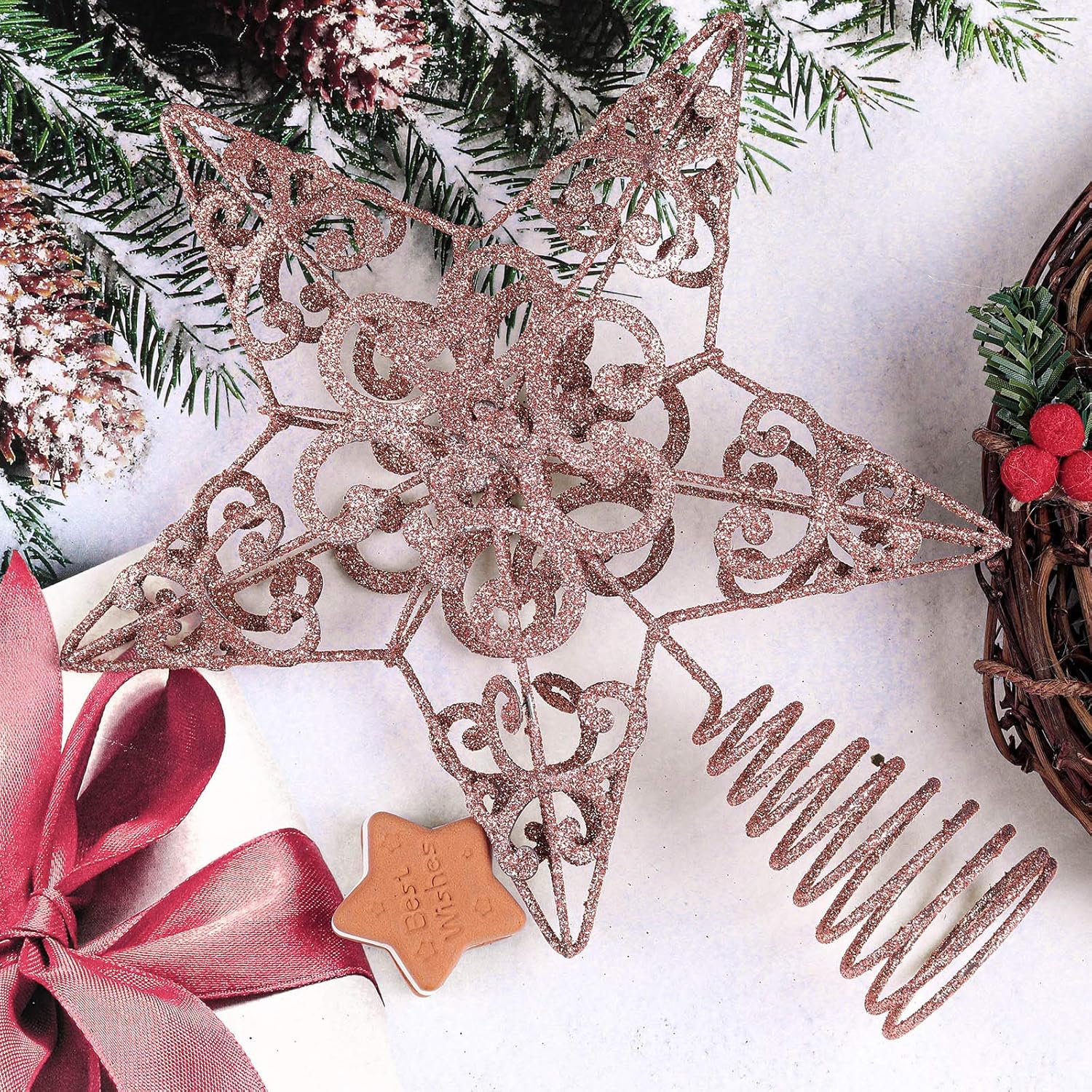 Aneco – Decoración para árbol de Navidad (metal, 10 pulgadas)
