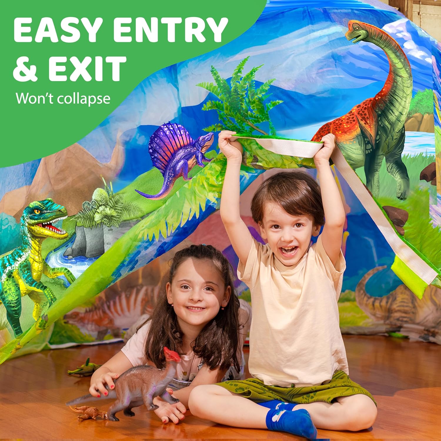 W&O Dino Aerodome con luces LED  Tienda de campaña de aire  Tienda de campaña inflable para niños  Tienda de campaña de dinosaurios  Tienda de