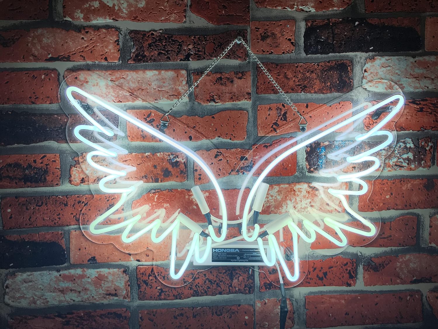 Desung 20 “alas de ángel blancas diseño personalizado decorado panel acrílico hecho a mano hombre cueva neón signo luz UT65