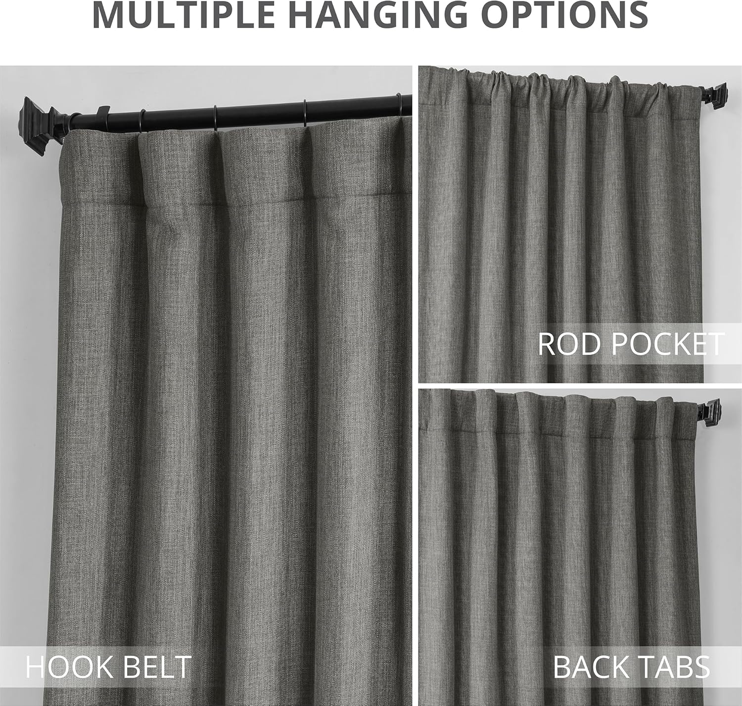 HPD Half Price Drapes – Cortina de lino sintético para oscurecer la habitación, dormitorio y sala de estar, 1panel, 50pulgadas de ancho x