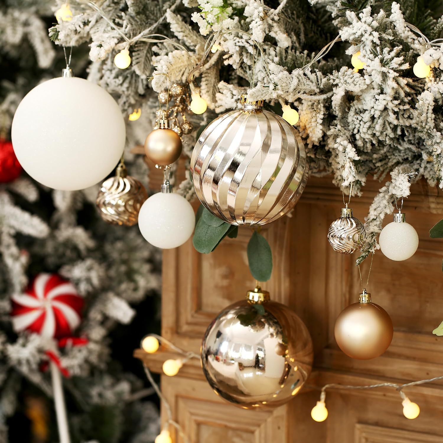 Adornos de bola de Navidad para decoraciones de Navidad, 50 piezas extra grandes para árbol de Navidad, adornos inastillables, champán (combo de 5