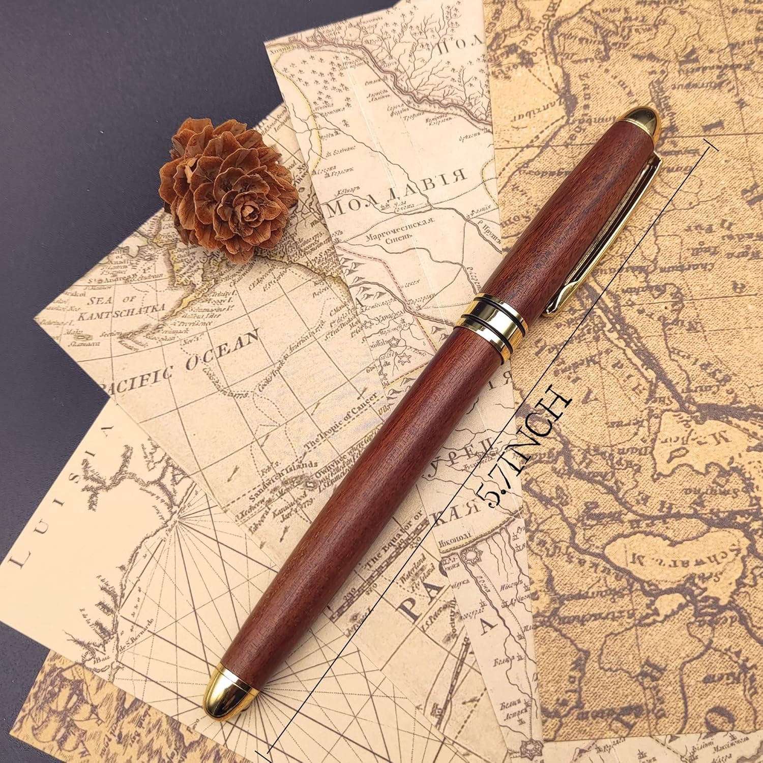 Bolígrafo de acción de perno personalizado, grabado gratis de madera + bolígrafo de metal con 2 repuestos, regalos personalizados para Navidad, día