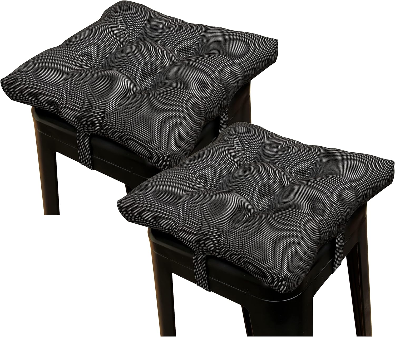 Cozplen Cojines cuadrados para taburetes de bar, para patio, hogar, cocina, con lazos de 12 pulgadas, juego de 2, color negro
