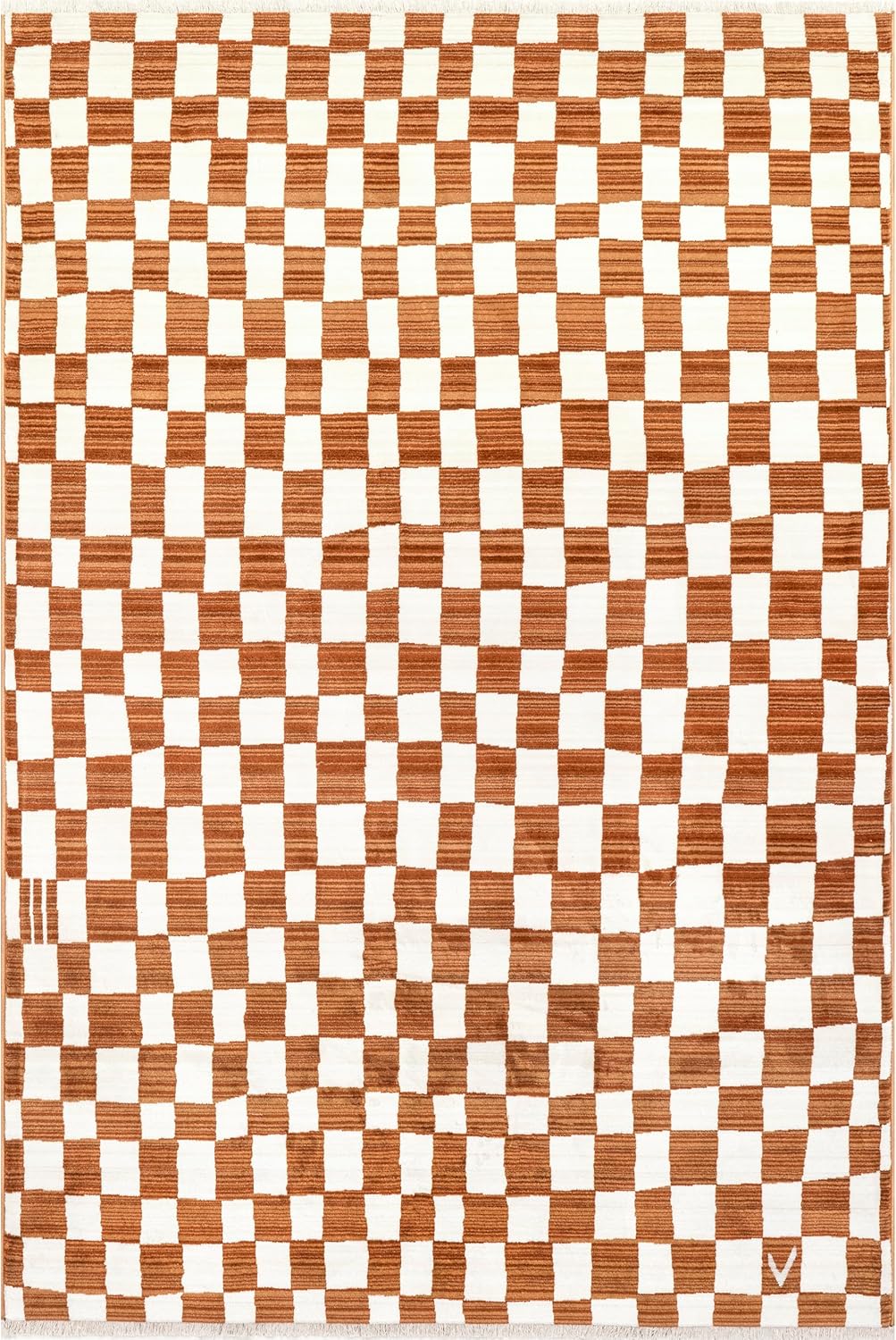 nuLOOM Dominique – Alfombra abstracta con flecos a cuadros, 6 pies 7 pulgadas x 10 pies 2 pulgadas, naranja