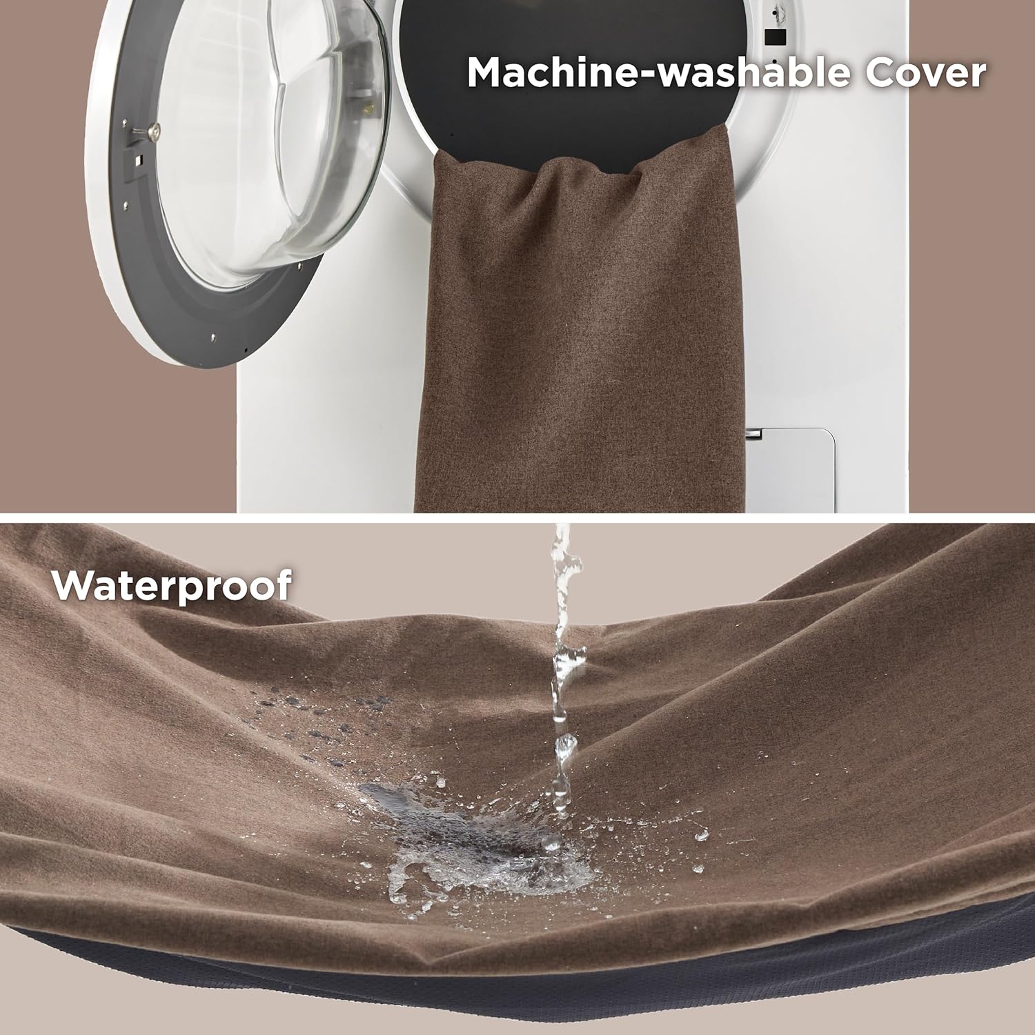 Lesure Cama para perros para jaula  Tapete de espuma triturada para perros medianos, colchón para mascotas con funda de lino sintético impermeable