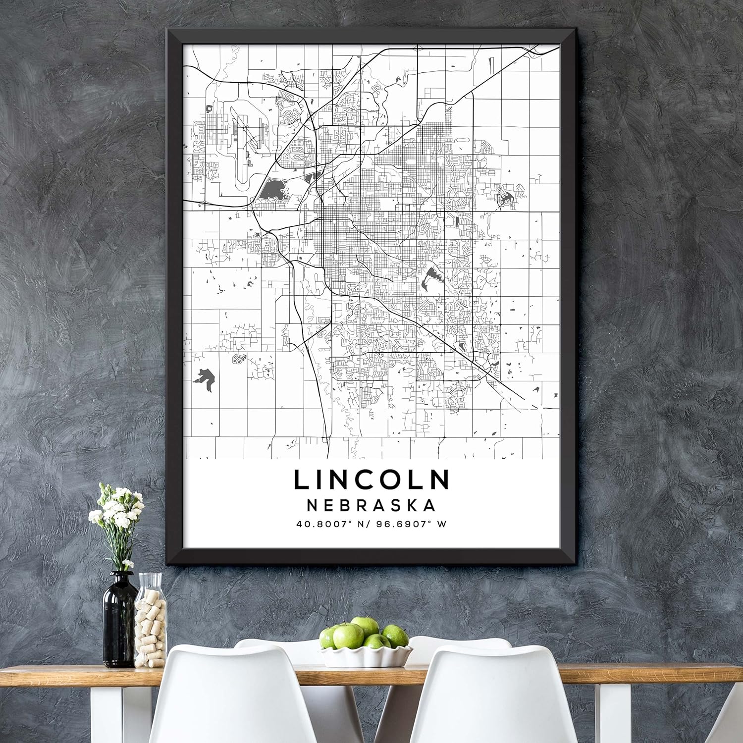 Mapa de Lincoln, Nebraska, Light 2 (8×10)