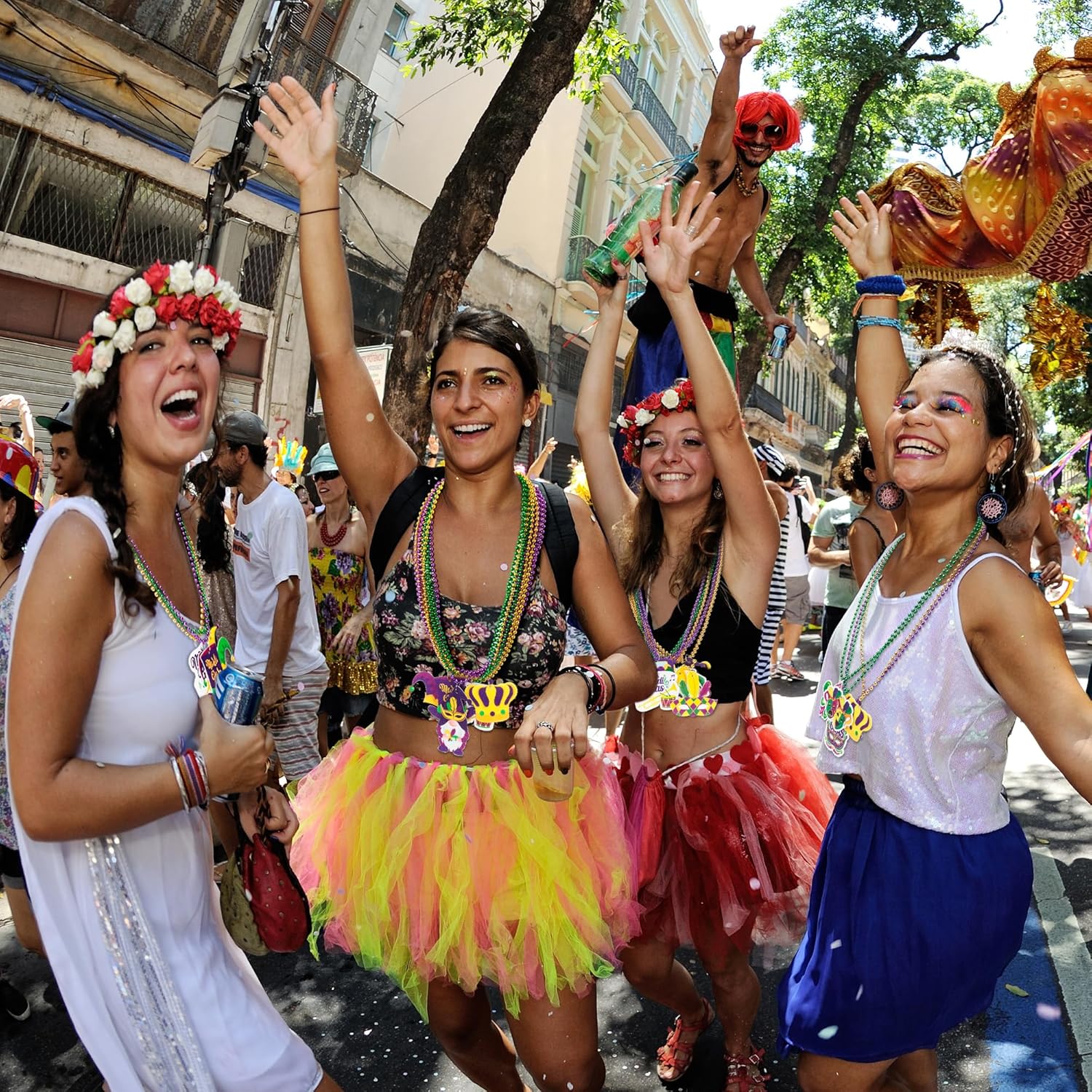 48 piezas de cuentas de Mardi Gras, collar de cuentas de Mardi Gras con colgante, 12 tipos de elementos, accesorios de oro verde, morado, dorado,