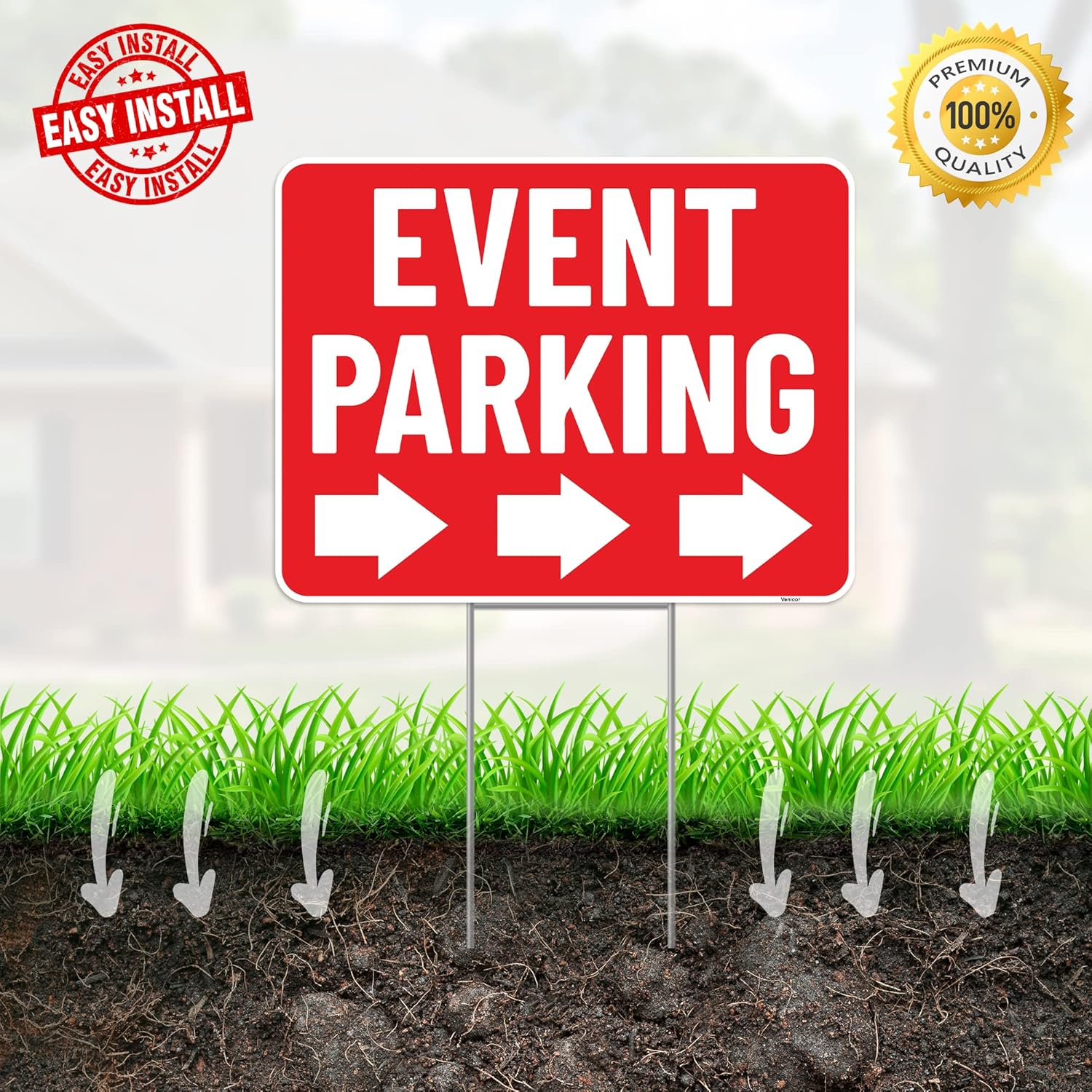 2 letreros de estacionamiento para eventos con estaca, 17 x 13 pulgadas, letreros de doble cara, plástico corrugado, señalización de eventos para