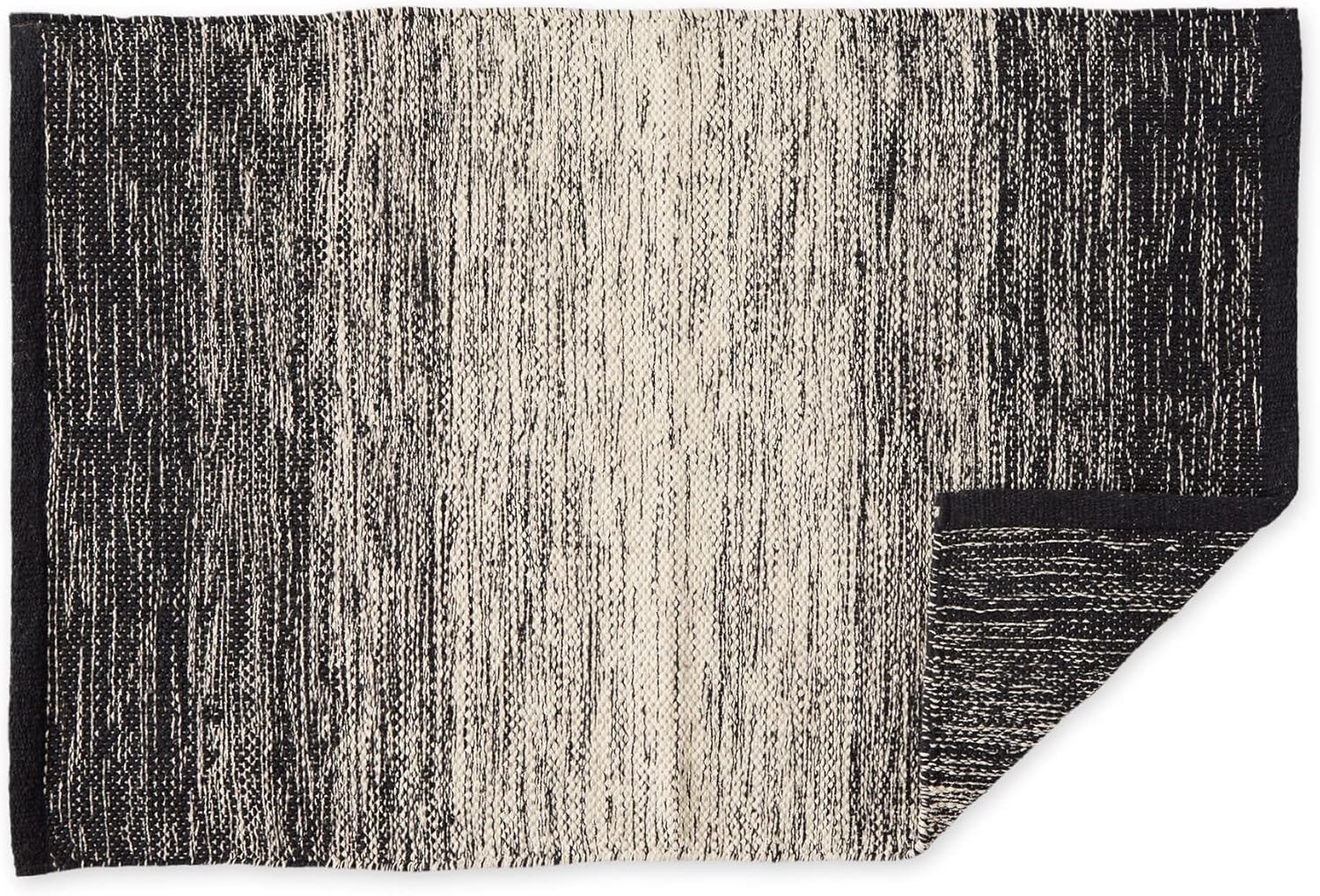 DII Alfombra de algodón tejida, alfombras de área para cocina, dormitorio, baño o entrada, alfombra pequeña, 2 x 3, color negro degradado