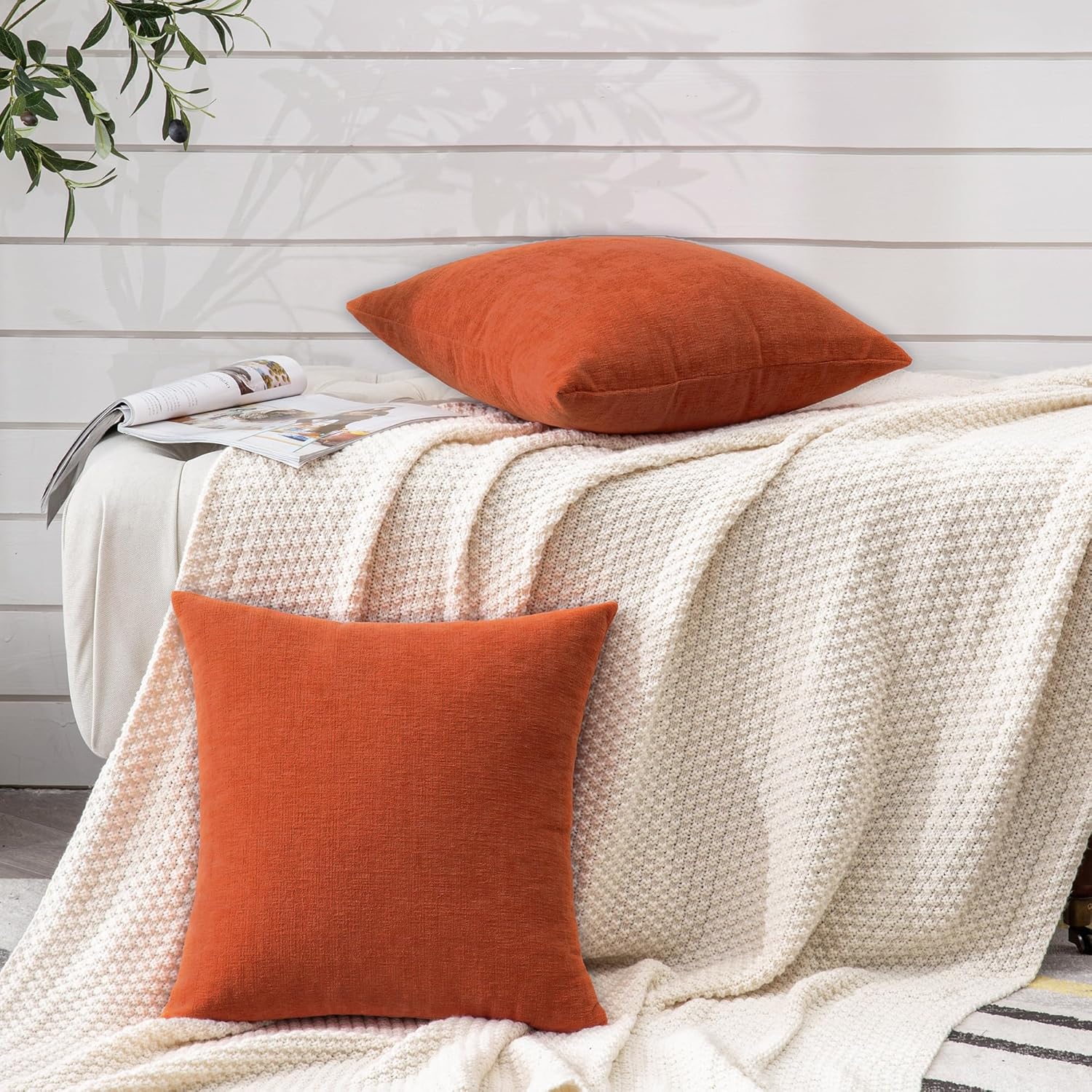 Juego de 2 fundas de almohada cuadradas decorativas de 22 x 22 pulgadas, almohadas de felpilla súper suaves, fundas de almohada de otoño para sala