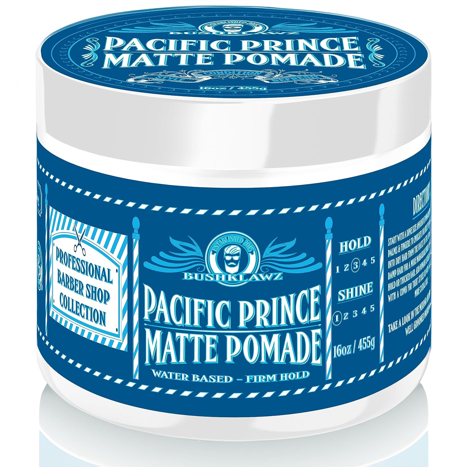 Pacific Prince Pomada mate 455 g16 oz a base de agua, agarre firme, fácil de lavar, sin acumulación para estilos apretados, estilo de los hombres,