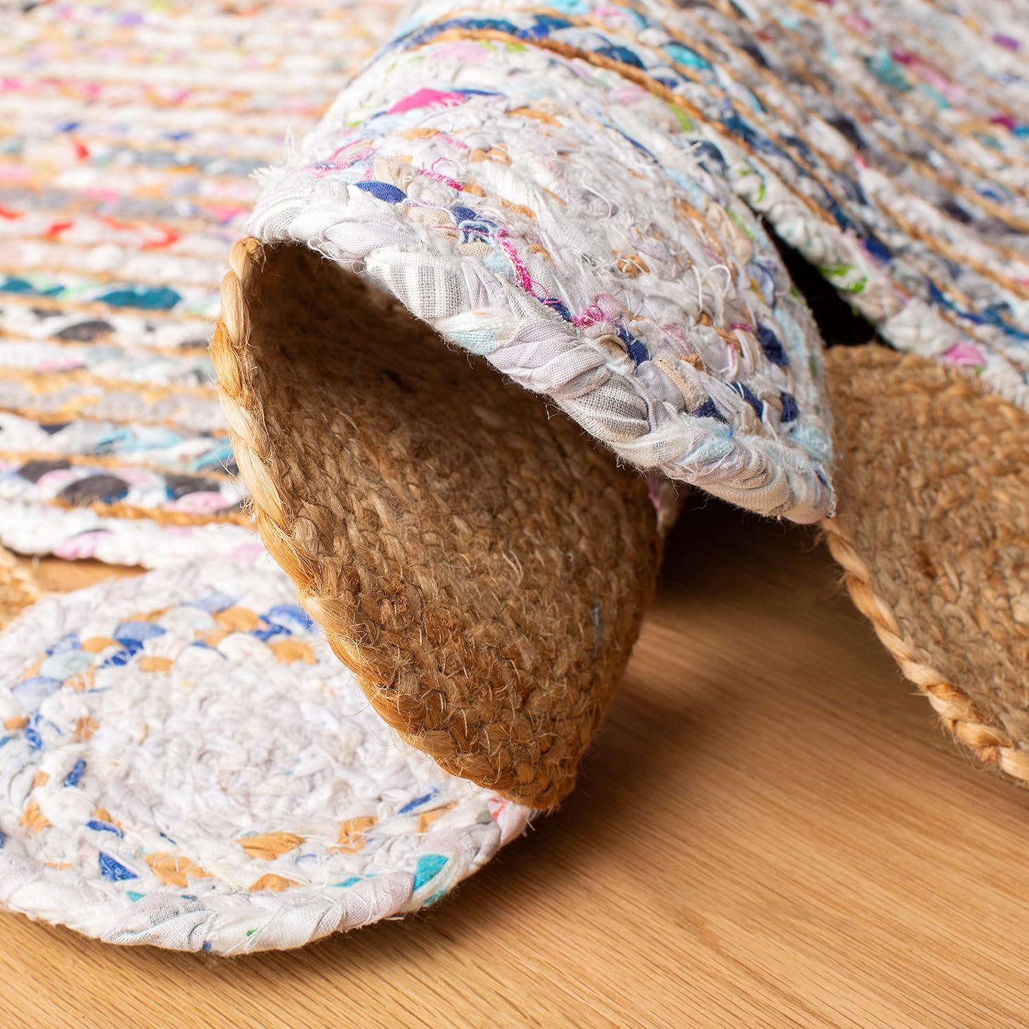 SAFAVIEH Cape Cod Collection – Alfombra de área de 6 x 9 pies, beige y multicolor, hecha a mano de yute trenzado y algodón, ideal para zonas de alto