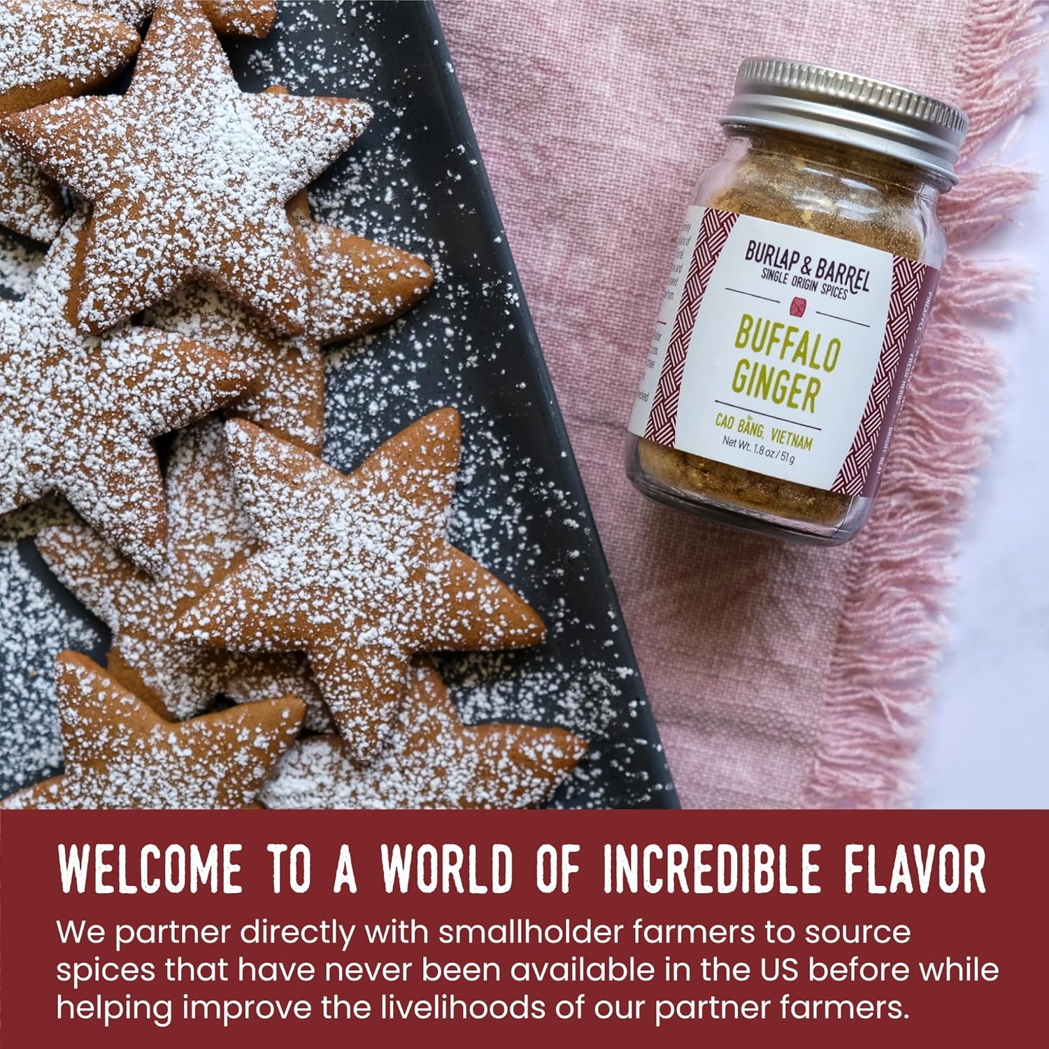 Burlap & Barrel – Juego de 3 especias dulces – Como se ve en Shark Tank! 3 tarros de tamaño completo incluyendo canela real, cardamomo de bosque