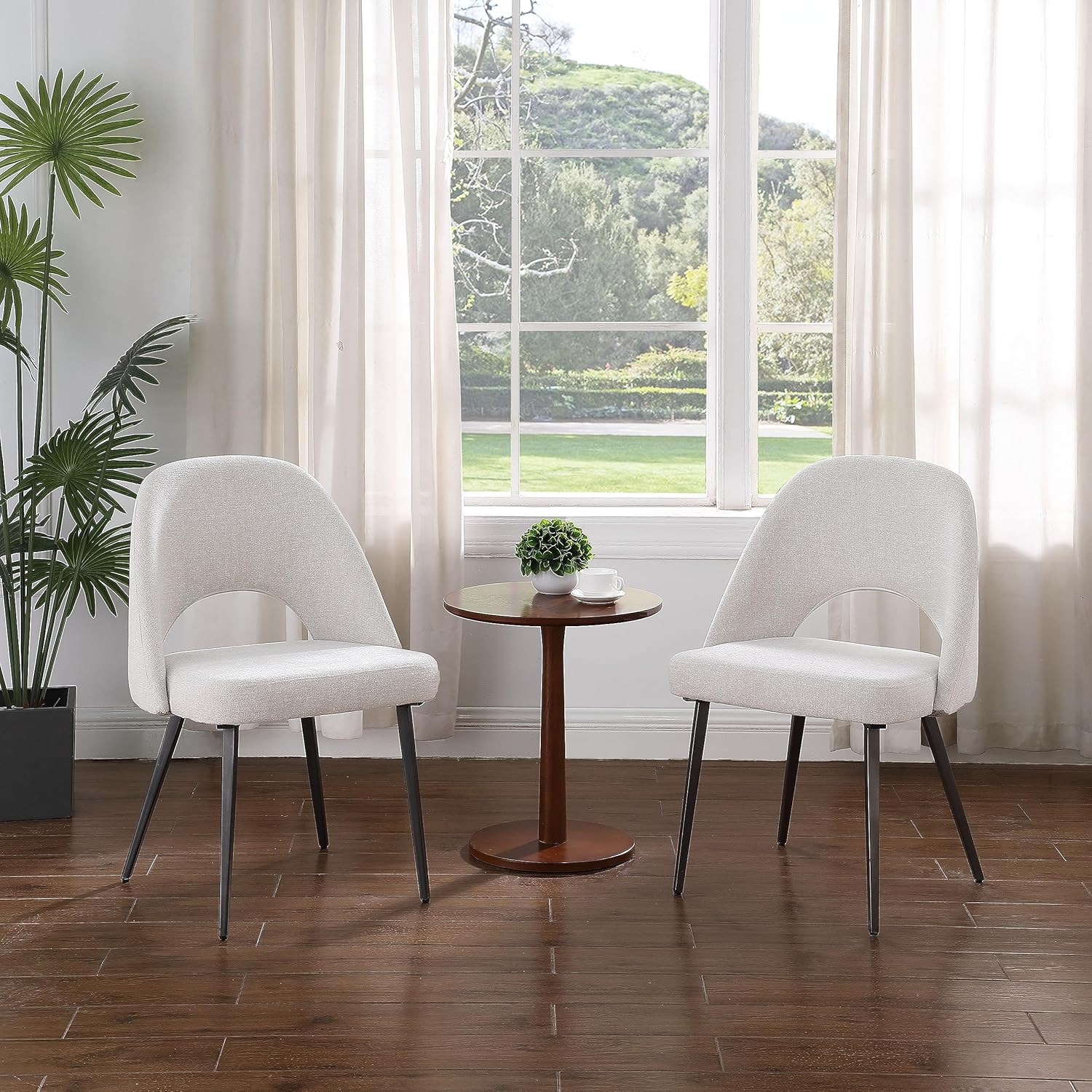 Morden Fort Sillas de comedor, sillas de comedor, juego de 2 cojines gruesos, sillas de acento con patas ajustables, sillas de comedor de tela