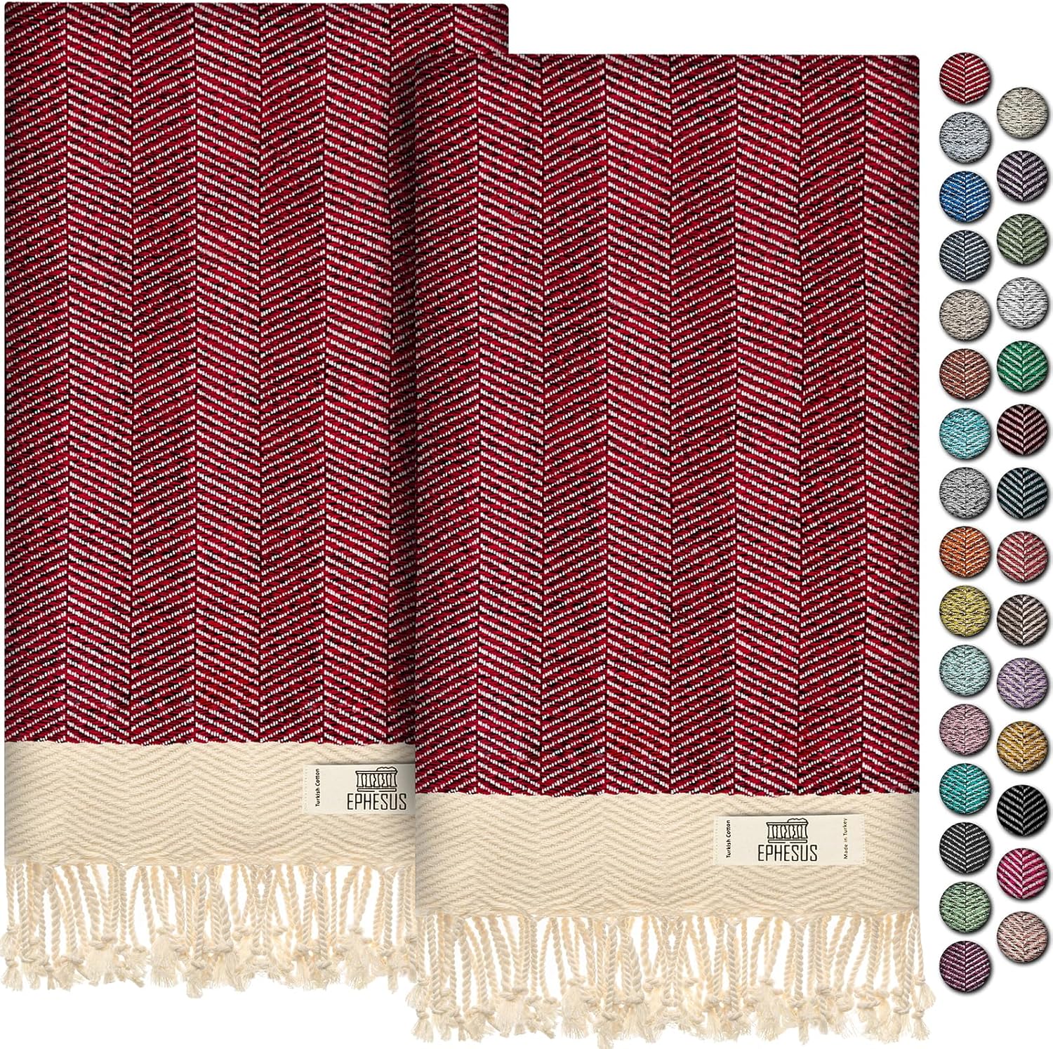 EPHESUS TOWELS Juego de 2 toallas de mano, 18 x 30 pulgadas, algodón turco, toalla de mano turca en espiga para baño, cocina, invitados, cara,