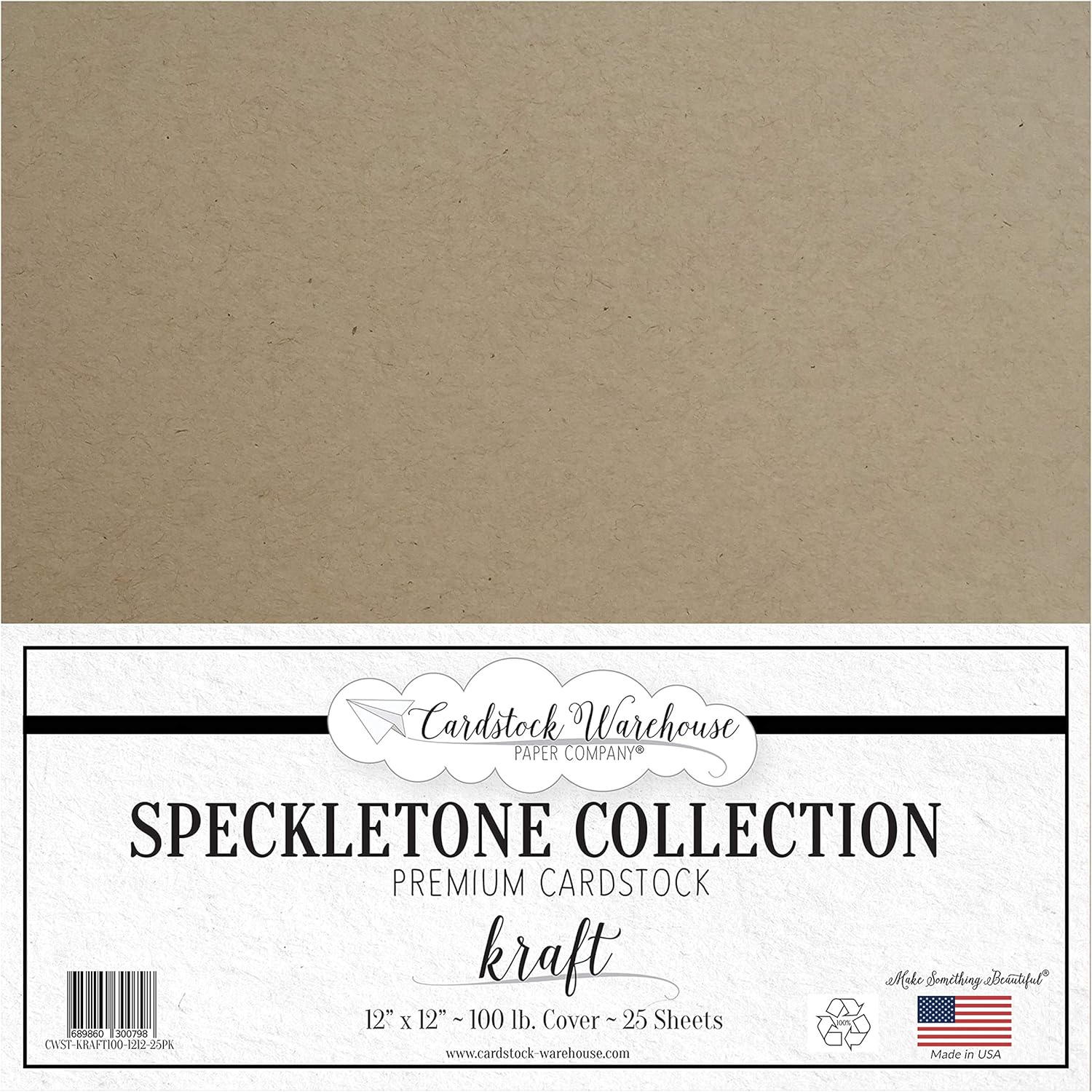 Cardstock Warehouse Speckletone – Papel kraft 100% reciclado de alta calidad, 12 x 12 pulgadas, 100 libras, 9.52 ozm, 25 hojas