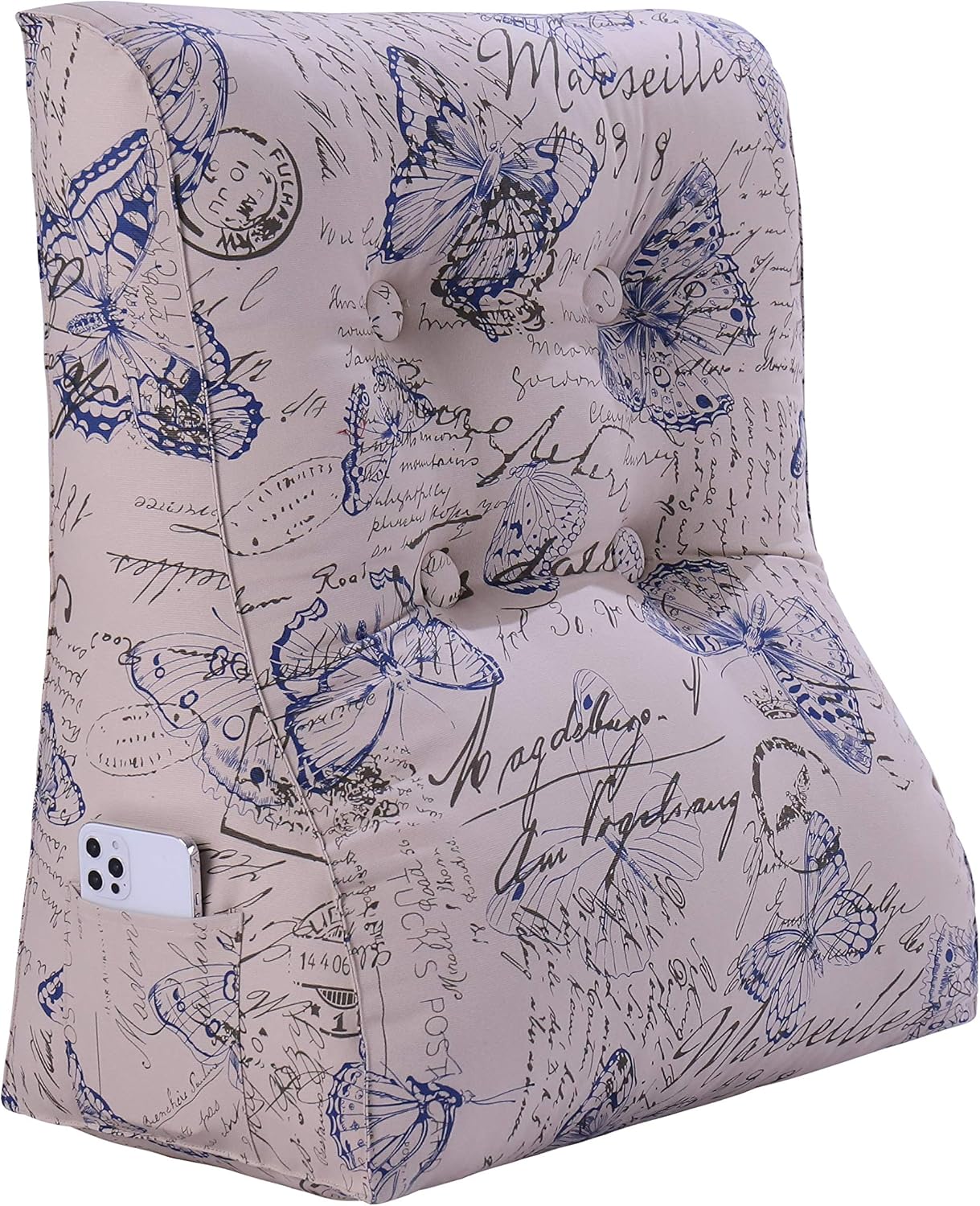 YXCSELL Almohada de cuña para respaldo, almohada de respaldo impreso, almohada de lectura para dormir para sentarse en la cama, soporte de espalda,