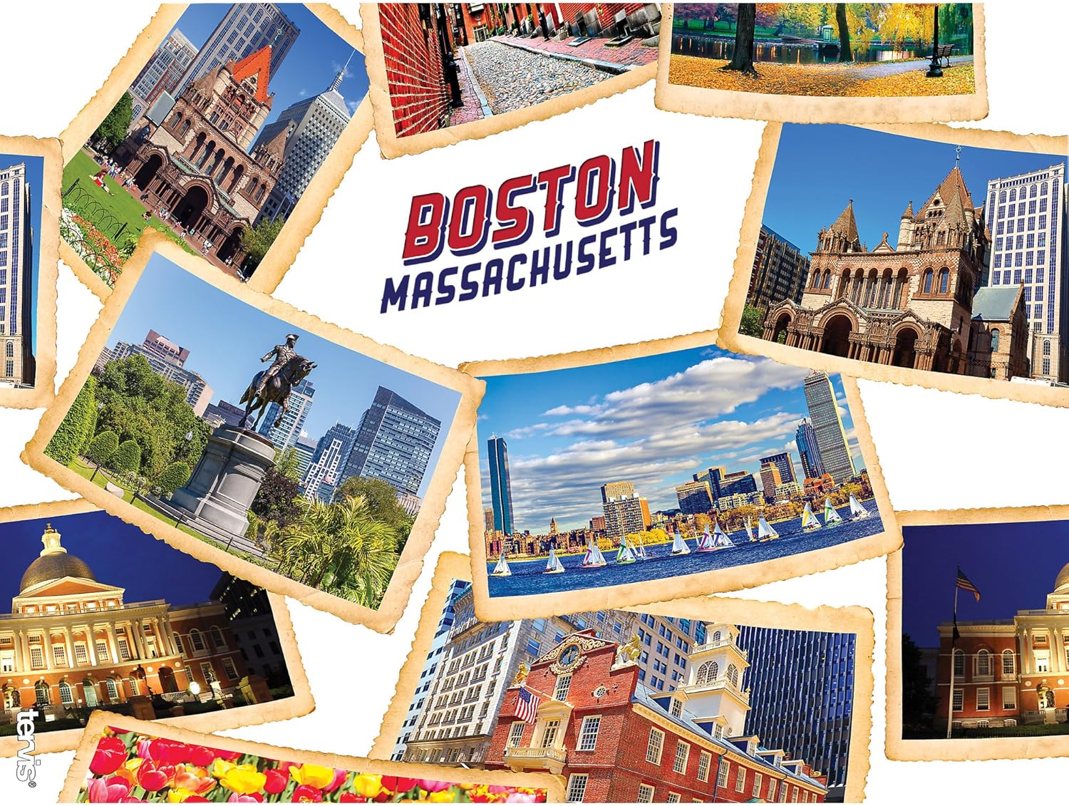 Tervis Massachusetts Boston Collage – Vaso postal con envoltura y tapa roja, 24 onzas, transparente