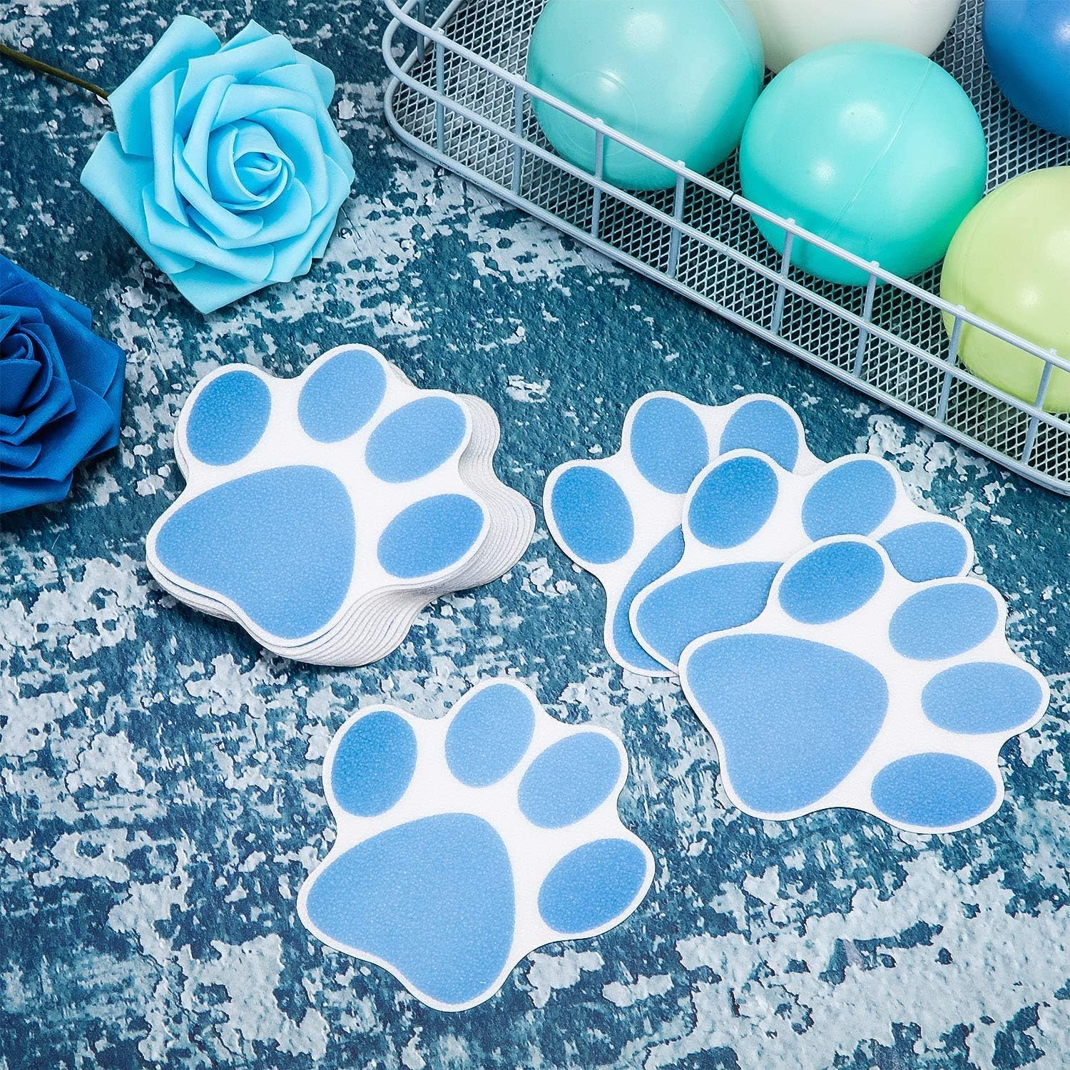 12 pegatinas antideslizantes para bañera, antideslizantes, para huellas de perro, para duchas de seguridad, con 1 rascador para bañera, ducha,
