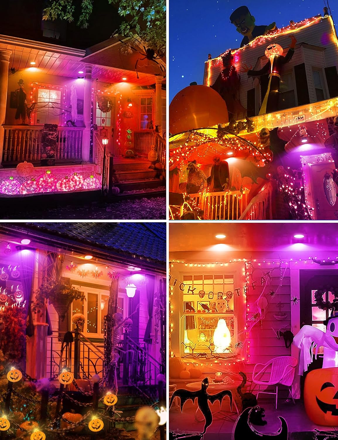 JandCase Bombillas de Halloween naranjas y moradas para exteriores, luces LED PAR30 de 12 W (equivalente a 100 W), bombillas de colores E26 para