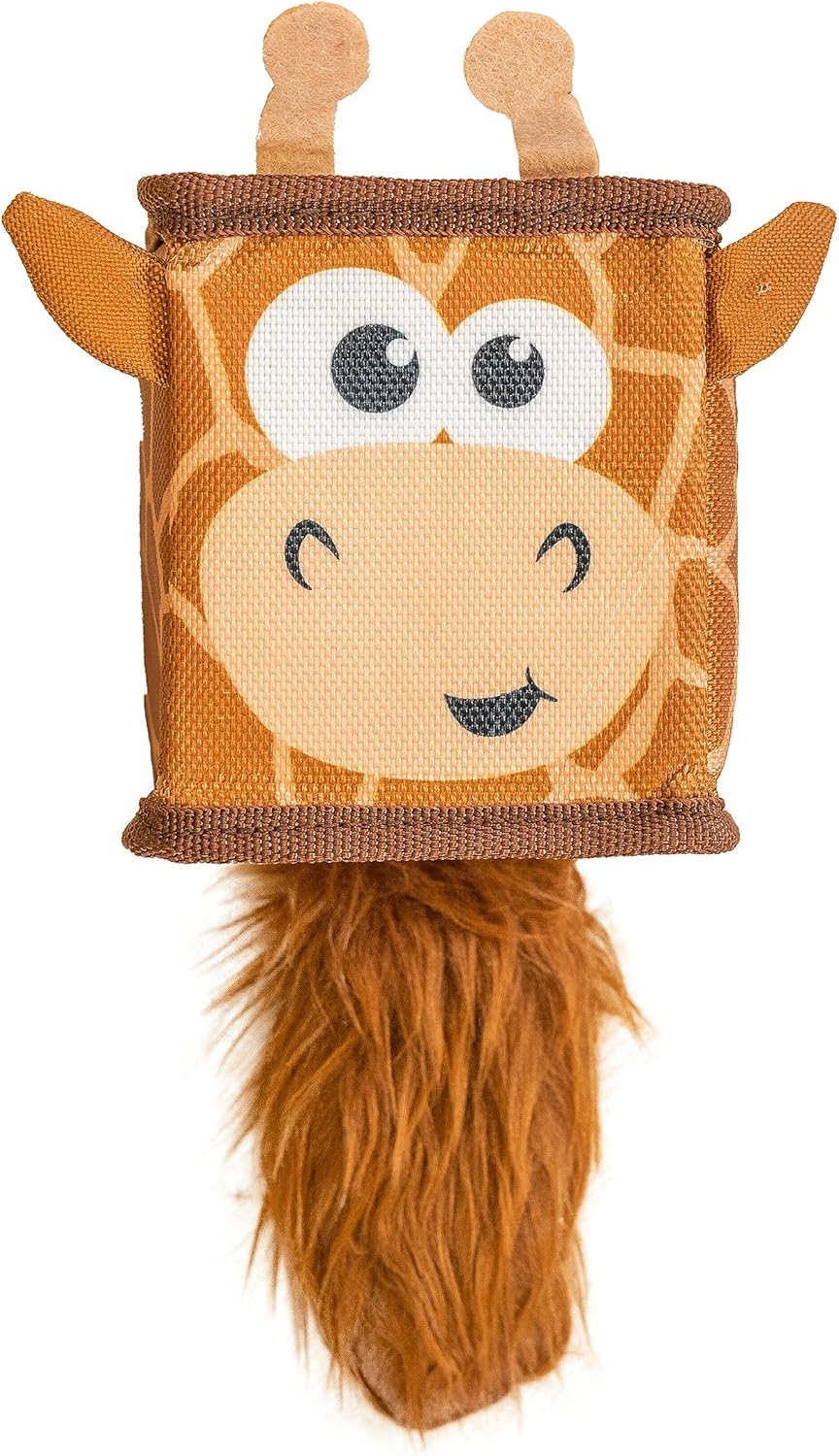 Outward Hound Fire Biterz Cubez Brown Giraffe Squeaky Ballistic Firehose Dog Toy