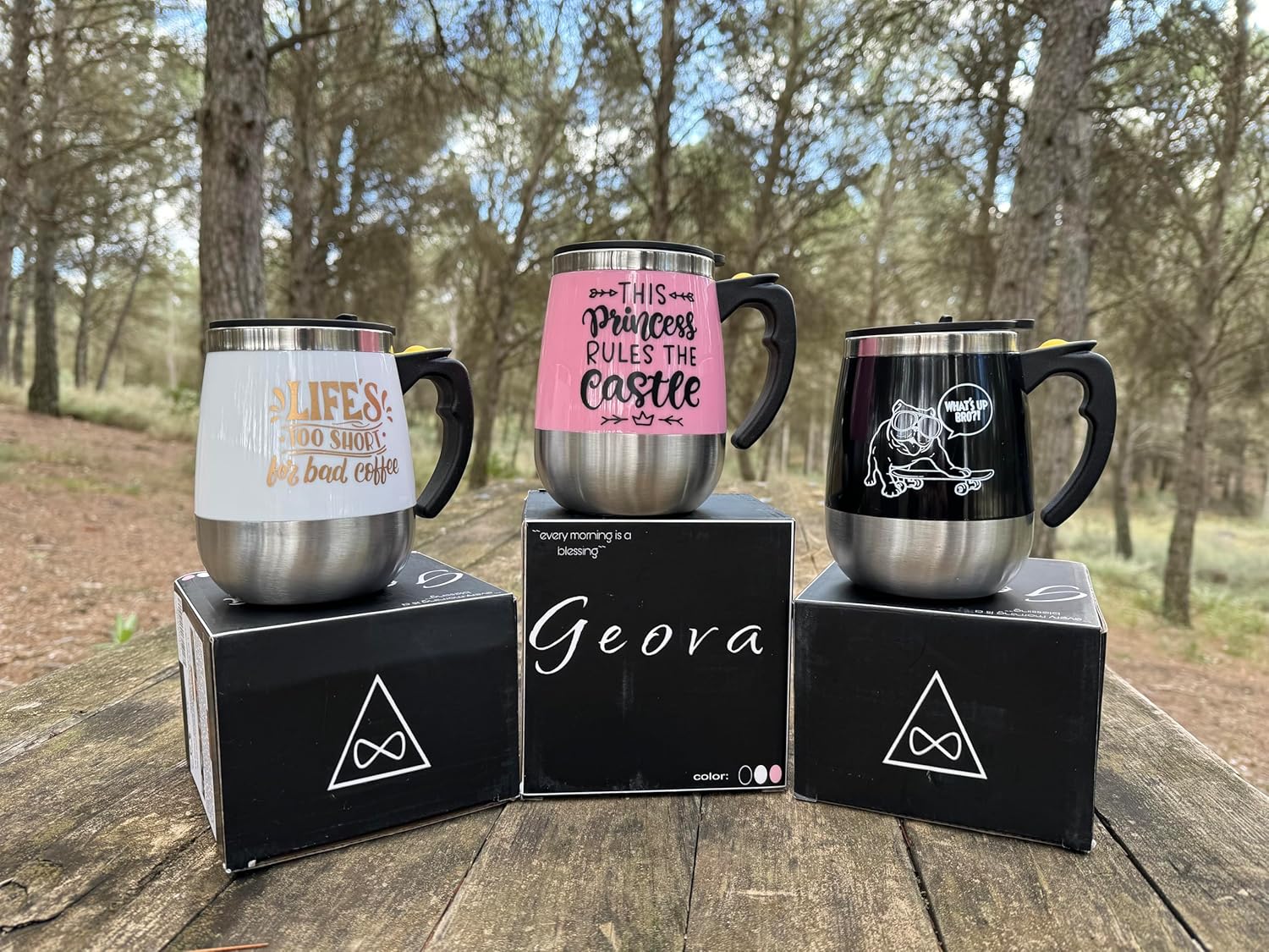 Taza autoagitación de acero inoxidable para café, té, chocolate caliente, taza de leche para oficina, cocina, viajes, hogar, 13.5-15.2 fl oz15oz