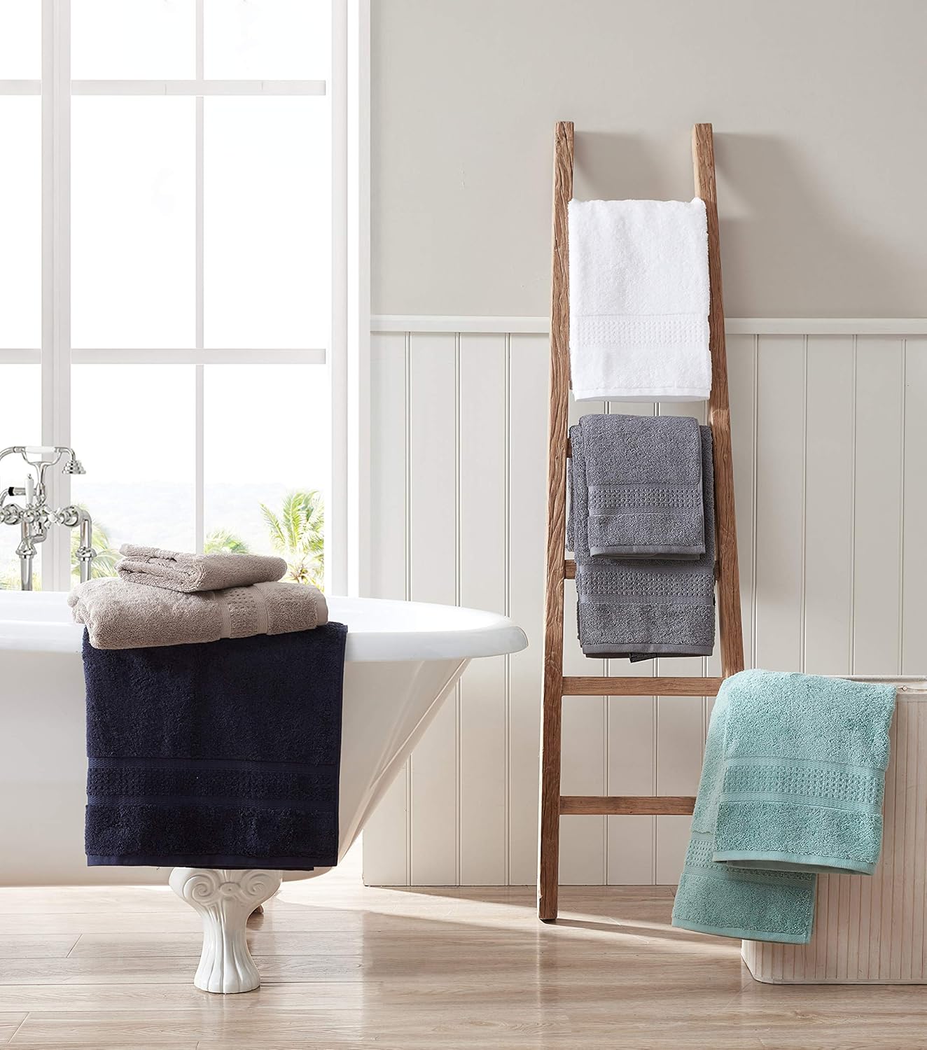Nautica – Juego de 6 toallas de baño, absorbentes y resistentes a la decoloración, decoración de baño de moda (turquesa océano, 6 piezas)