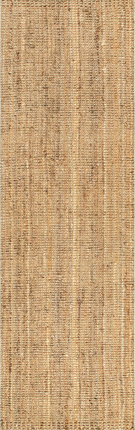 nuLOOM Ashli – Alfombra sólida de yute estilo casa de campo, 2 pies 6 pulgadas x 8 pies, color natural