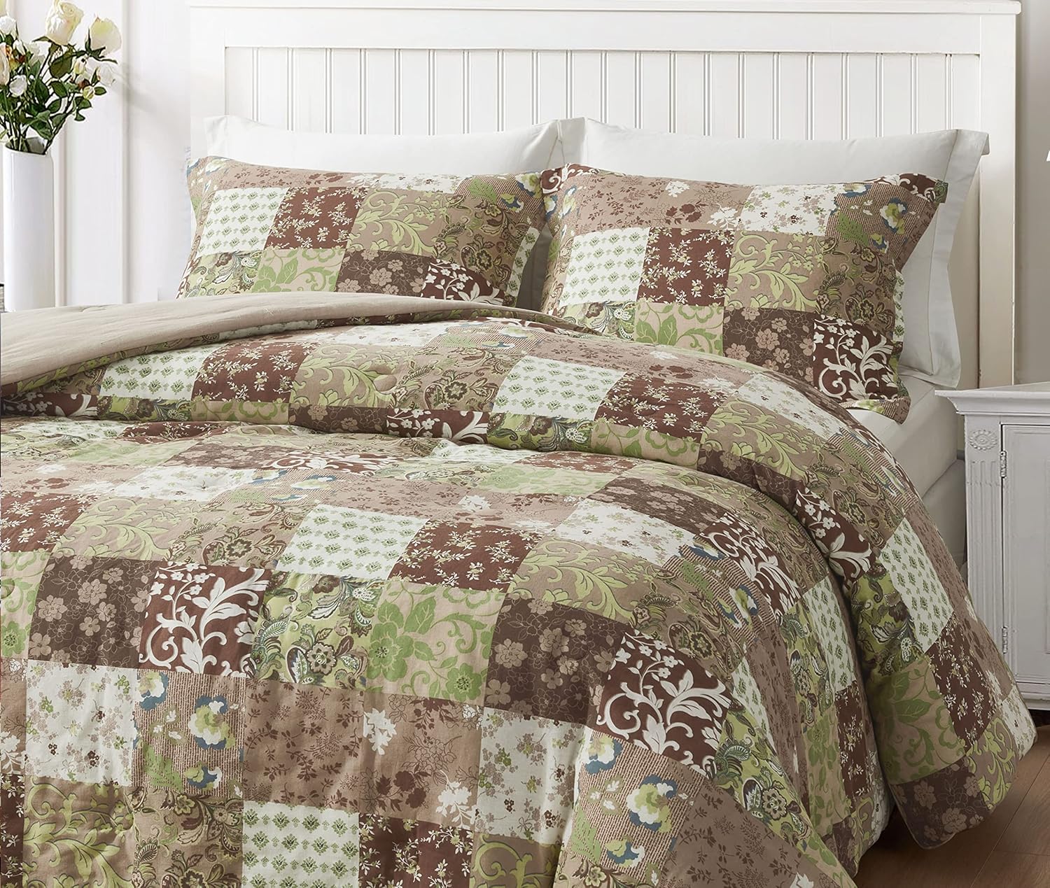 Chezmoi Collection Leilani – Juego de edredón de algodón lavado bohemio de 2 piezas, tamaño individual, juego de ropa de cama bohemio marrón, gris