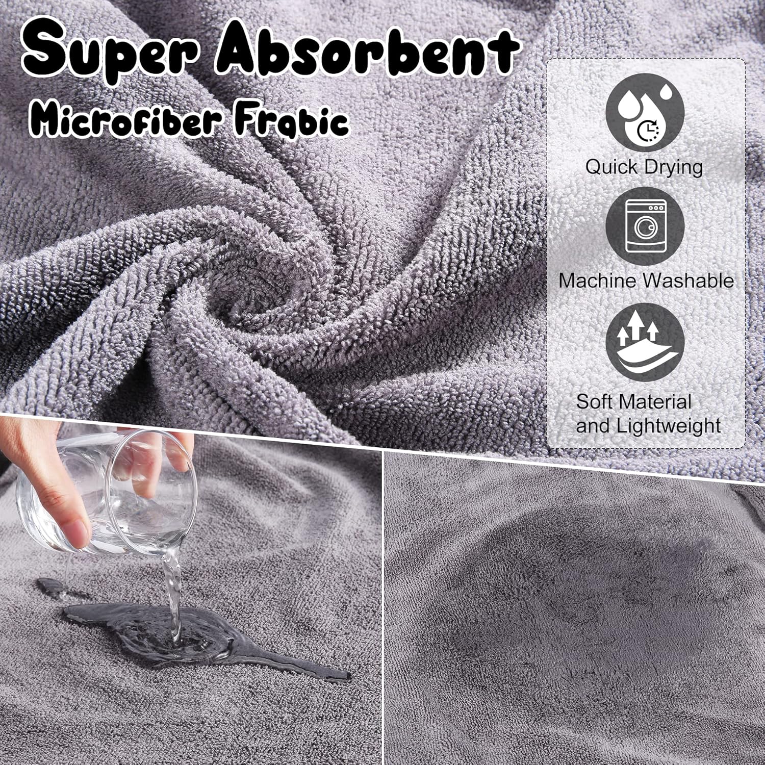 Bata de baño de microfibra para perro, toalla súper absorbente para perro, bata de baño para cachorros, perros medianos y grandes, secado rápido,