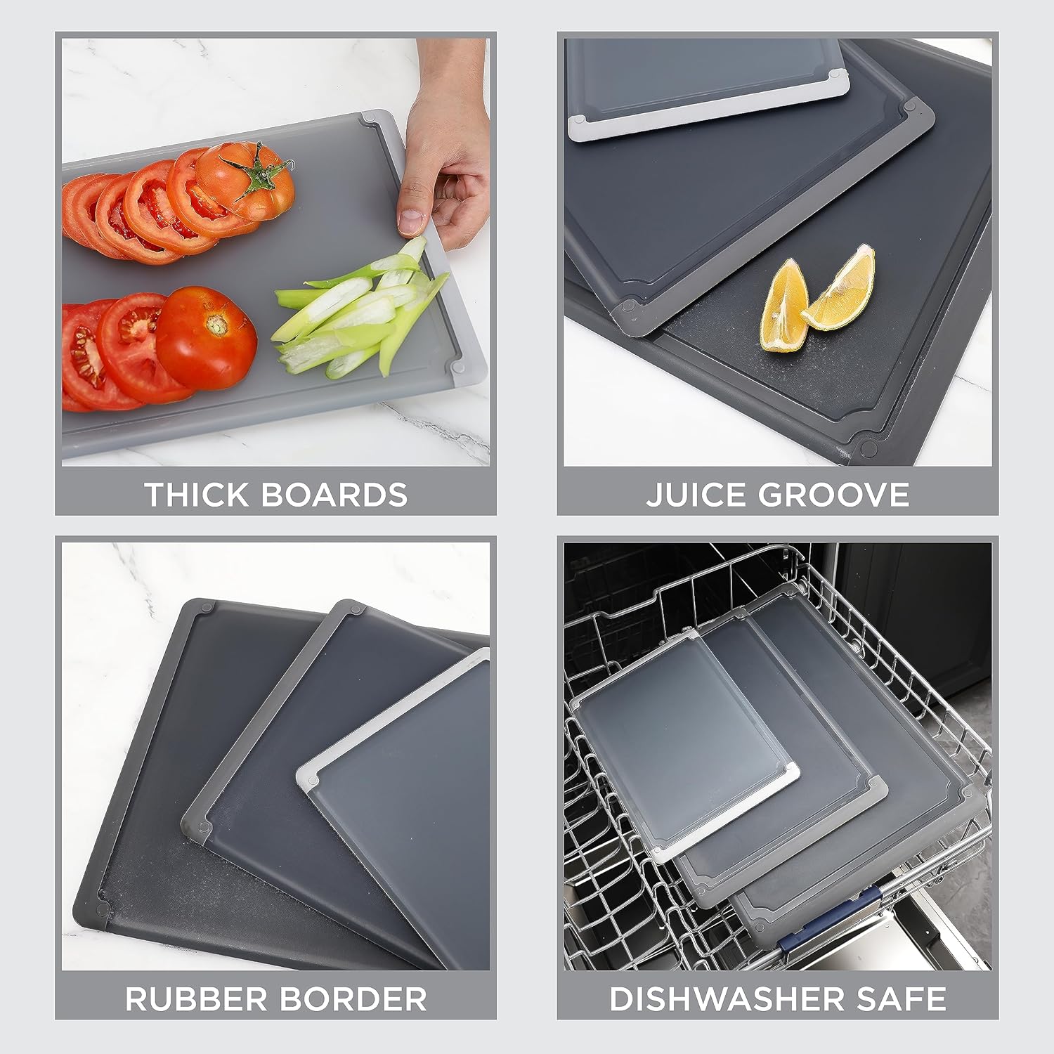 Tablas de cortar para cocina  Juego de tablas de cortar de 3 piezas con ranuras para jugos, tablas de cortar extra grandes, tamaño jumbo, borde de