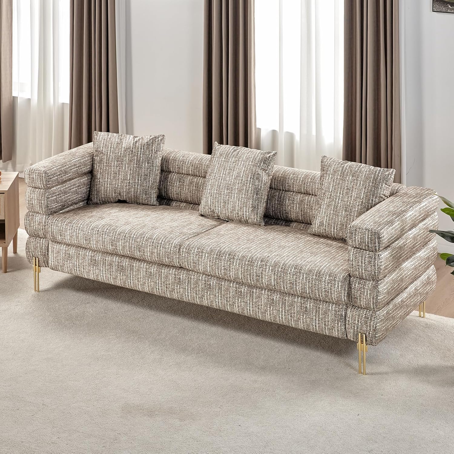 Sofá moderno, sofá modular de 24 pulgadas con asiento extra profundo para sala de estar, sofá de gran tamaño de 85 pulgadas, sofá de 3 asientos,