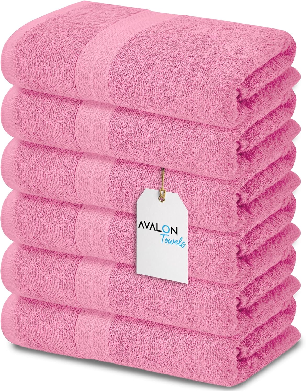Avalon – Juego de 6 toallas de baño para baño, 100 % algodón, color rosa, de secado rápido, pequeñas, ligeras y absorbentes, perfectas para gimnasio