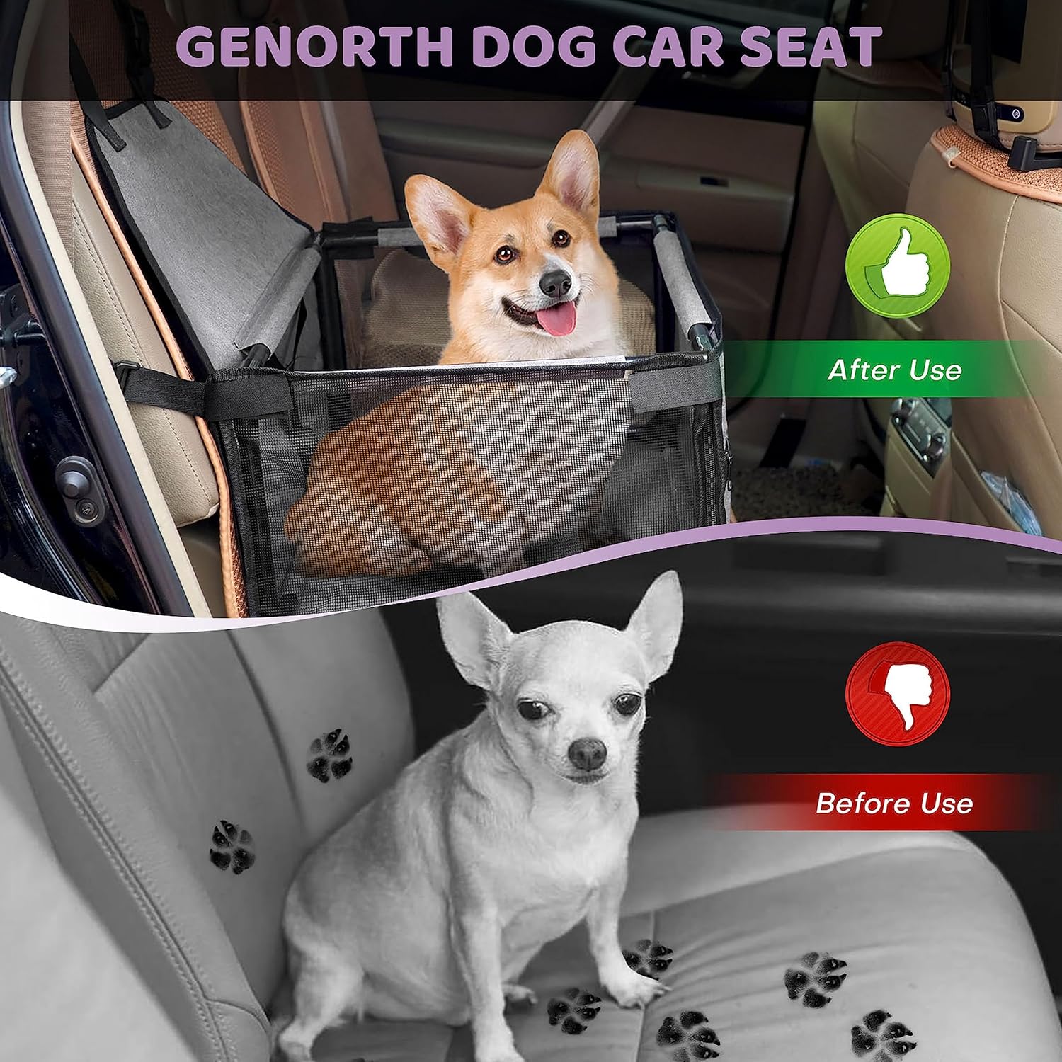 Asientos de automóvil para perros medianos de 20 libras, asiento elevador plegable para perros pequeños a medianos