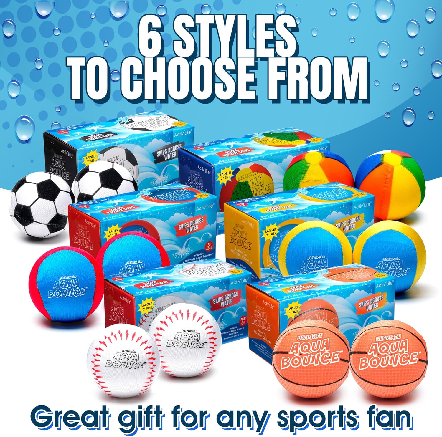 Activ Life The Ultimate Larger 3 Size Skip Balls – Water Bouncing Ball, Beach Toys for Friends & Family, Pool Toys and Beach Must Have, Two Pack