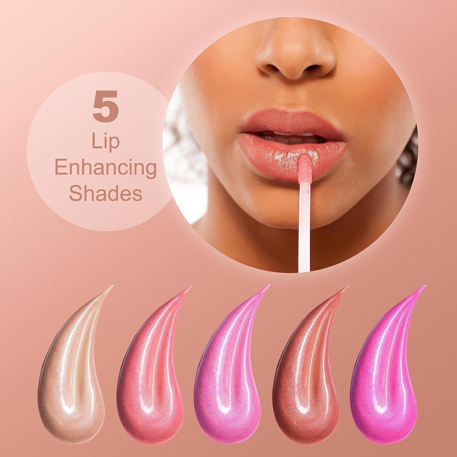 Expressions – Colección Mirage Lip Gloss de 5 piezas, paquete de 5 brillos de labios, tubos surtidos de brillo de labios con varita, juego de brillo