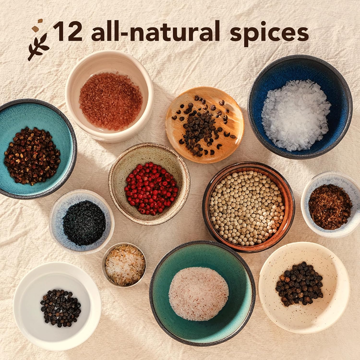 Craftly Caja de regalo de sal y pimienta, juego de especias y condimentos para cocinar, 6 sales y 6 pimientos, Himalaya, hawaiano, limón romero,