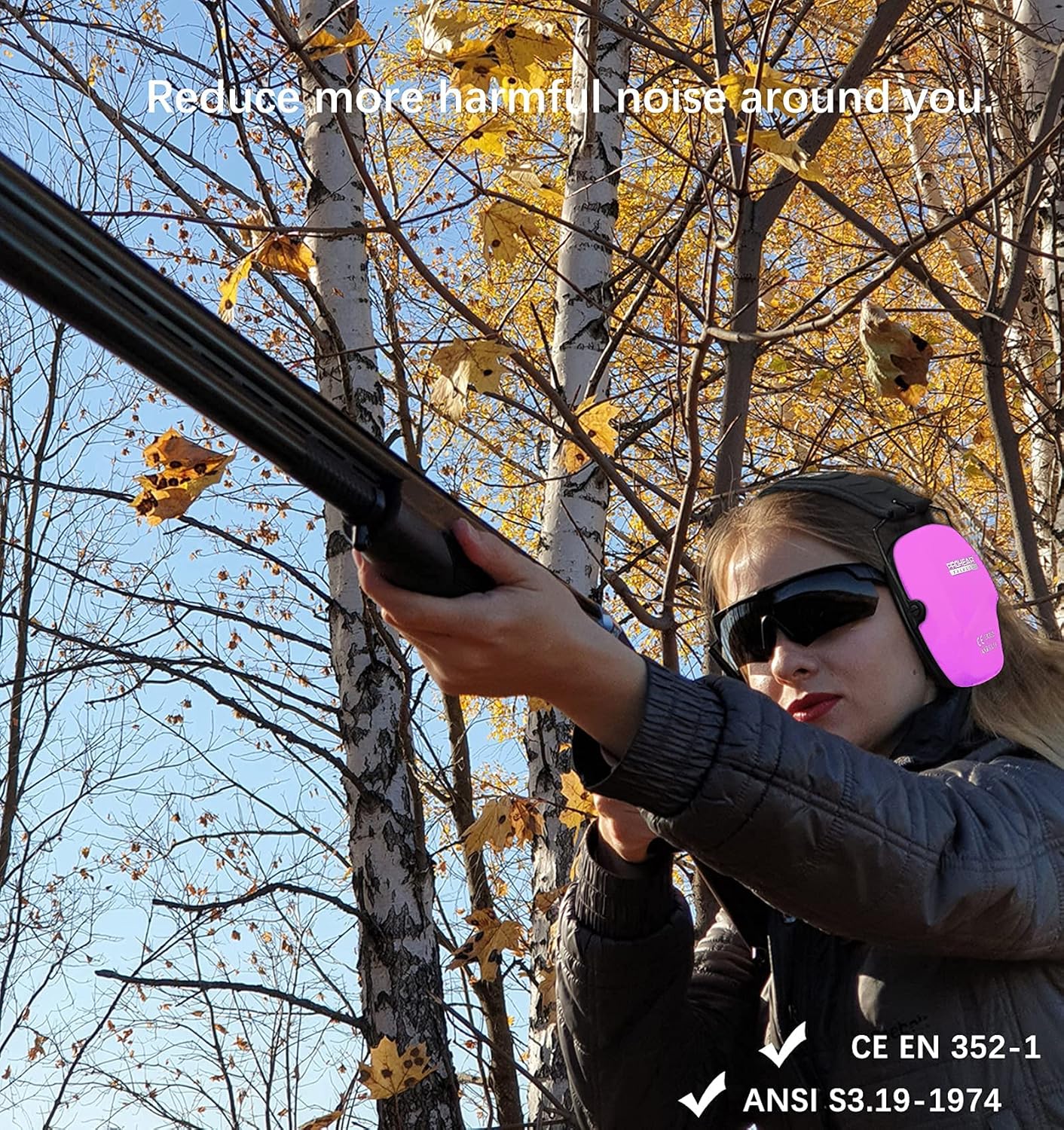 PROHEAR 016 Shooting – Orejeras de protección para los oídos, paquete de 3, NRR 26dB para rango de armas, caza, negro, verde y rosa