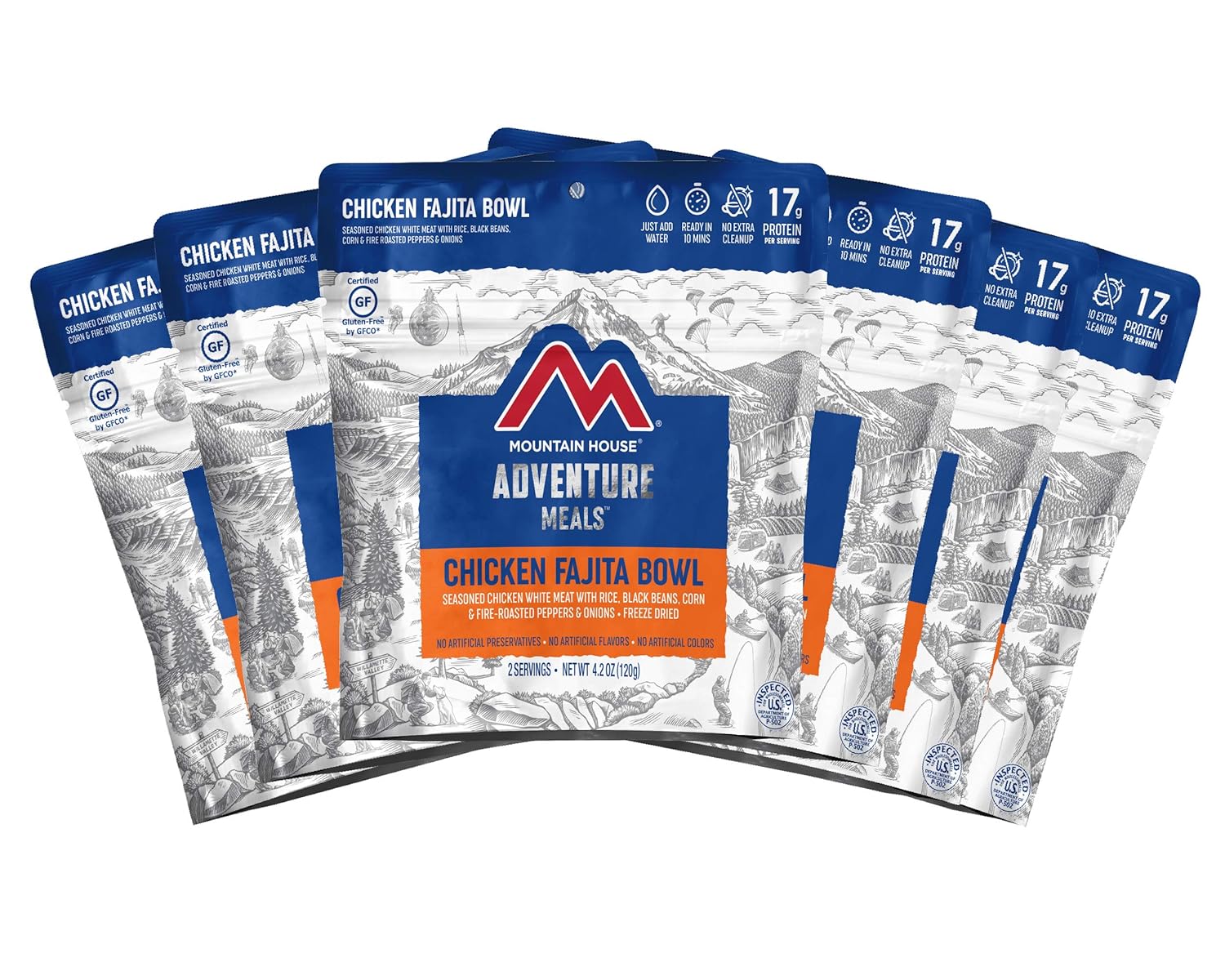 Mountain House Cuenco de fajita de pollo  Alimentos liofilizados para mochileros y campamentos  Paquete de 6  Sin gluten y lasaña con salsa de carne