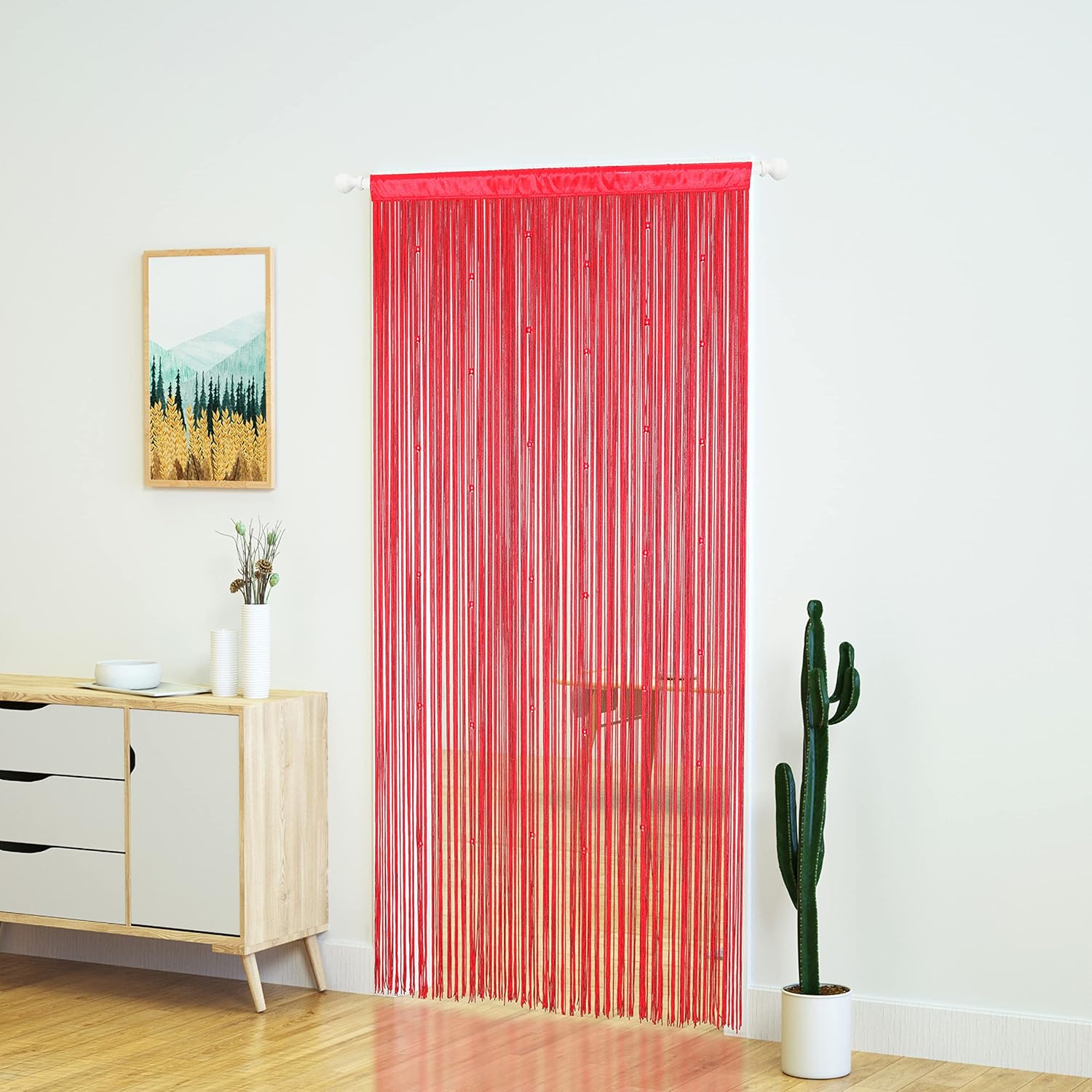 YaoYue Cortina de cuentas para puerta, con borlas, cuentas para colgar con flecos, hippie y divisor de habitación, ventana, pasillo, entrada,