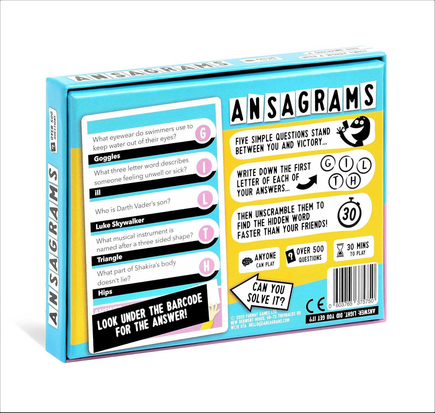 Ansagrams Party Game Travel Edition  Juego de cartas de trivia de ritmo rápido para adultos y niños  A partir de 12 años  3 a 10 jugadores  Tiempo