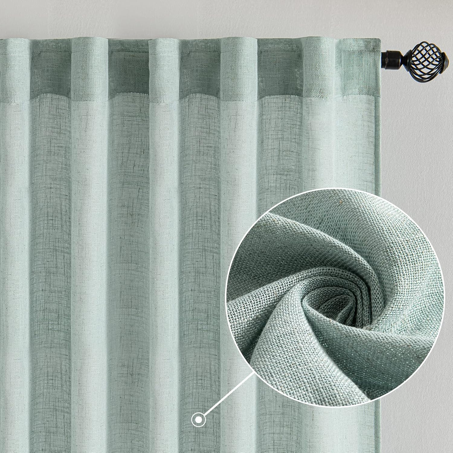 MIULEE – Cortinas semitraslúcidas suaves y gruesas con textura de lino para habitación y sala de estar, con trabilla trasera y bolsillo para