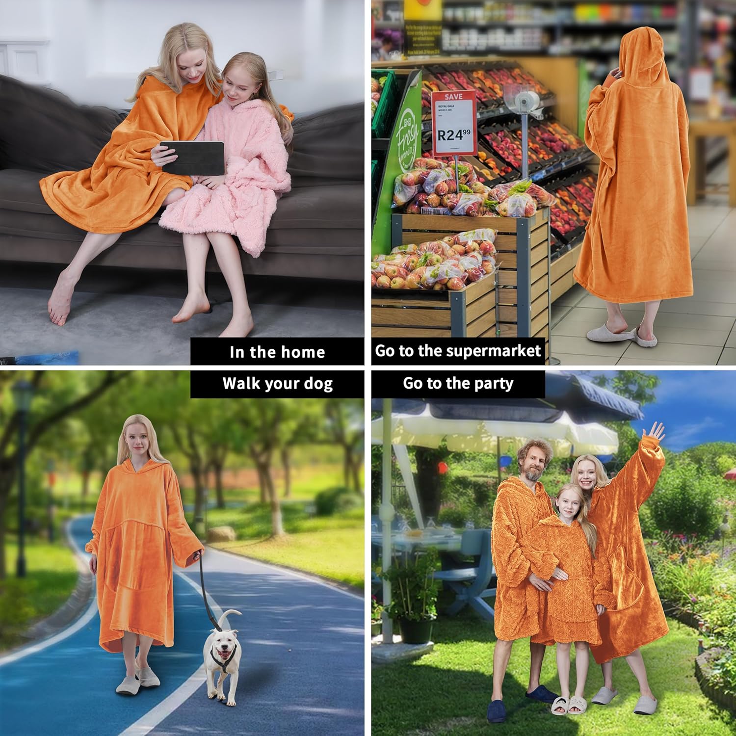 Easy-Going Manta de franela de gran tamaño con capucha para adultos, talla única