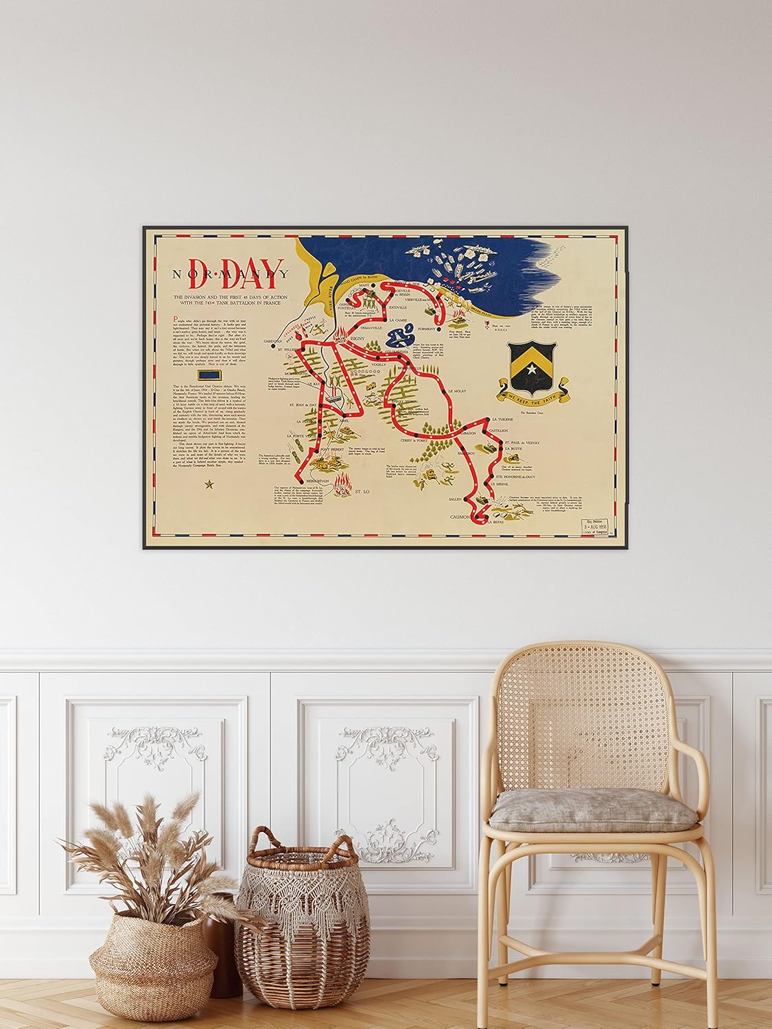 Fotografía vintage de Normandía, impresión de mapas de la Segunda Guerra Mundial de Normandía, 1994 – Arte de pared de la Segunda Guerra Mundial,