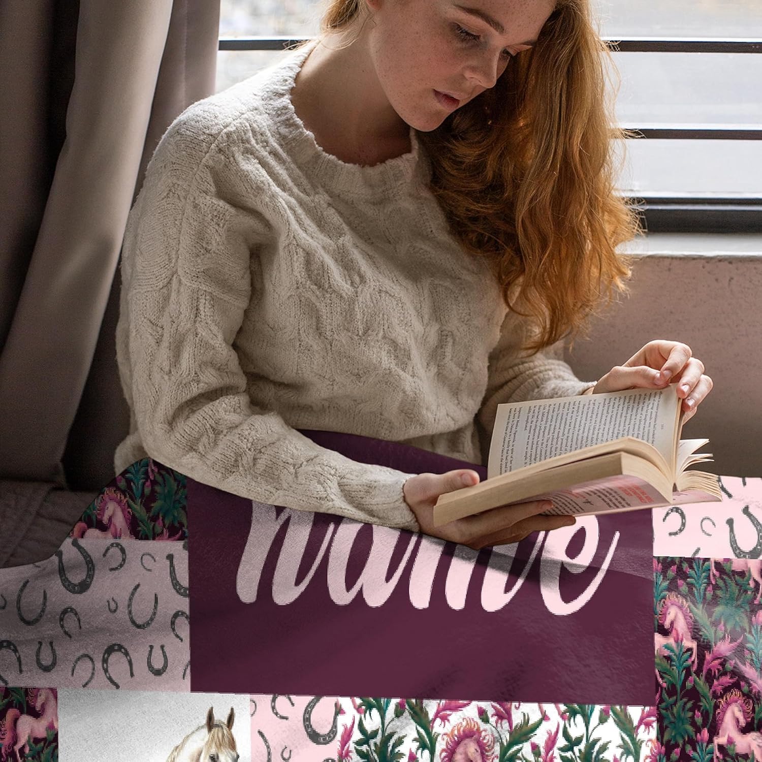 Manta de franela de forro polar personalizada con estampado de caballos, manta de caballo para niñas y mujeres, regalo para amantes de los caballos,