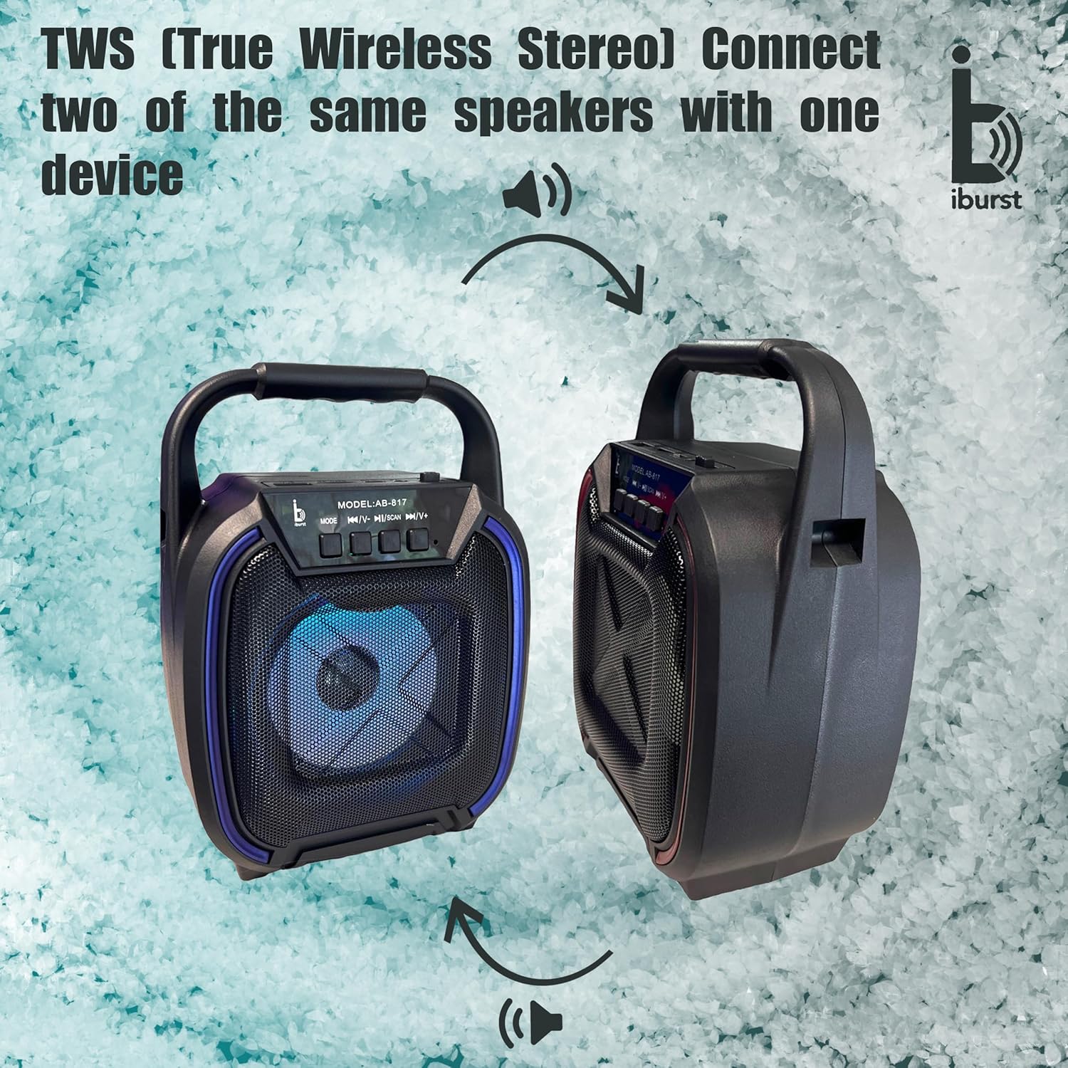 Sistema de altavoces PA Bluetooth portátil recargable para exteriores, micrófono, luces de fiesta, USB, radio, sonido estéreo fuerte (AB-817